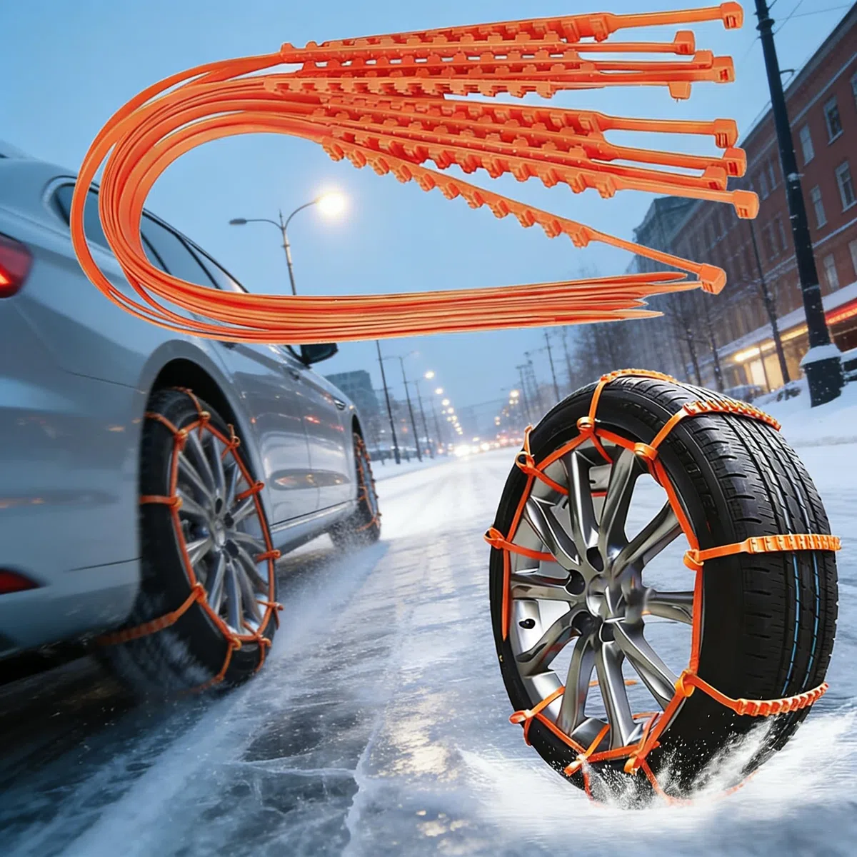 20 cadenas de nieve antideslizantes para neumáticos, bridas, universales, reutilizables, para coches, todoterrenos, SUV, aptas para barro de nieve y colgantes, compatibles con 205 55 R16 205