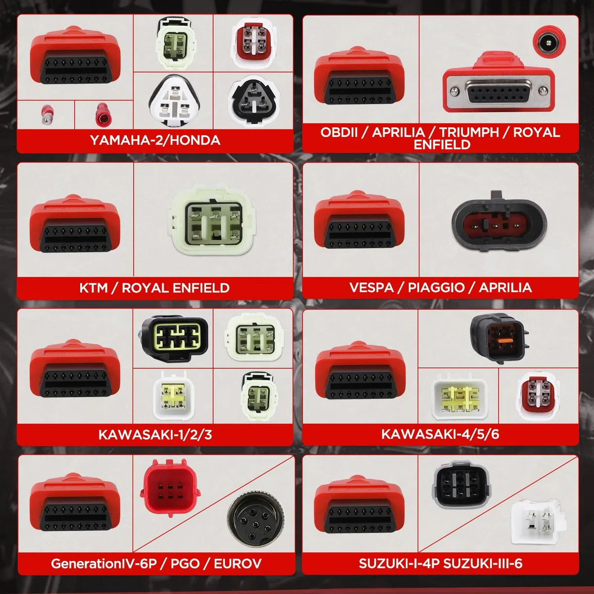 MRCARTOOL Diagnóstico OBD2 para Motocicleta, Escáner para Kawasaki, Honda, Yamaha, Triumph, KTM UE, Memoria de Diagnóstico de Errores, Lectura de Códigos de Error de Motocicleta