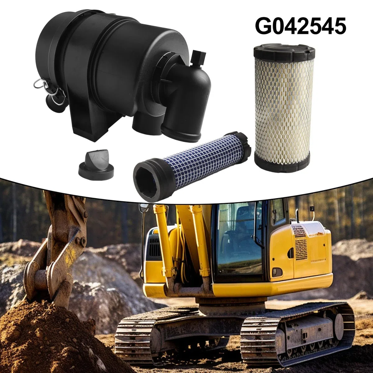 Limpiador de aire G042545 con filtros de repuesto P535396 P822686 para uso en excavadoras, adecuado para BOBCAT 300 400 Series, D722, motores 3054