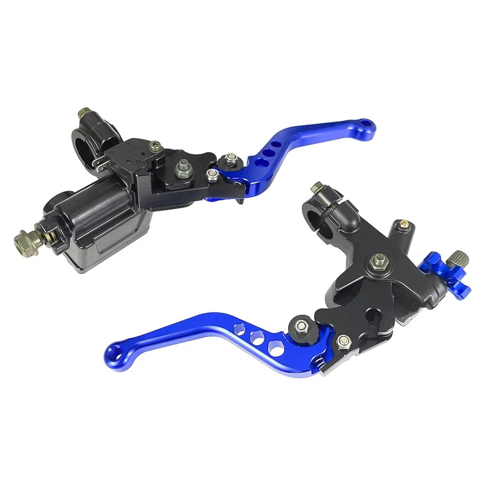 Upgrade 7/8 pulgadas 22 mm Universal Bomba Cilindro Maestro de Freno Palanca de embrague Izquierda Derecha Juego Compatible con Polaris Yama-ha Suzuki Honda Kawa-saki Motocicleta (azul)