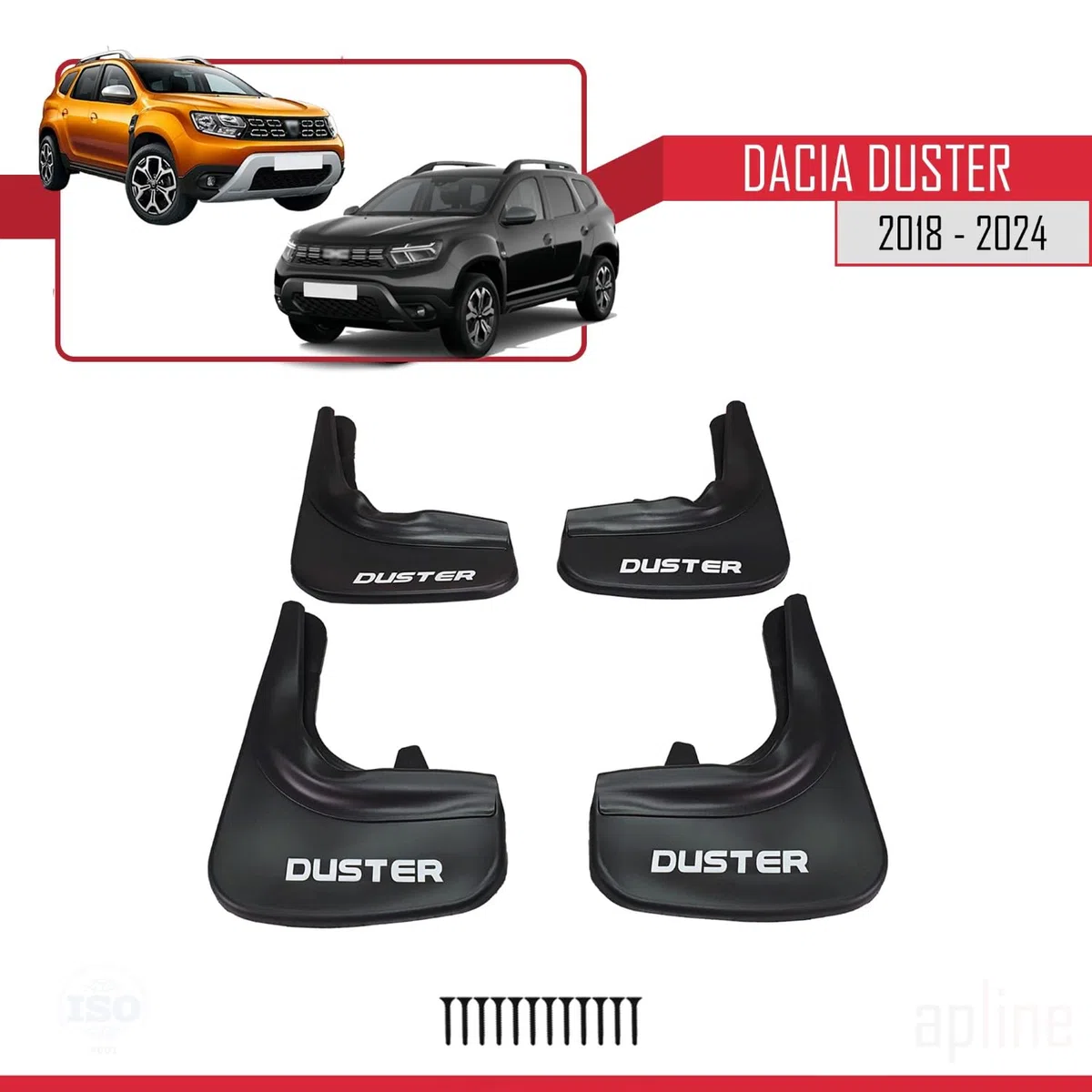 Compatible con Dacia Duster 2 (HM) 2018-2024 Guardabarros Vehículo Juego Delantero Trasero 4 Piezas Negro