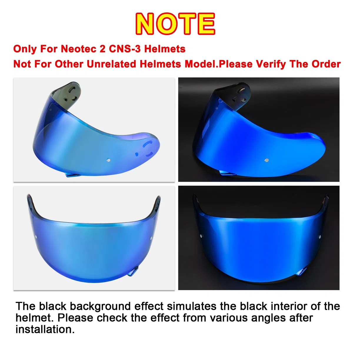 PSLER Visera de Casco para Neotec 2 Visera Tintada para Shoei Neotec 2 CNS-3, Protector Facial con Protección UV Accesorios de Repuesto para Motocicleta(Azul Intenso)