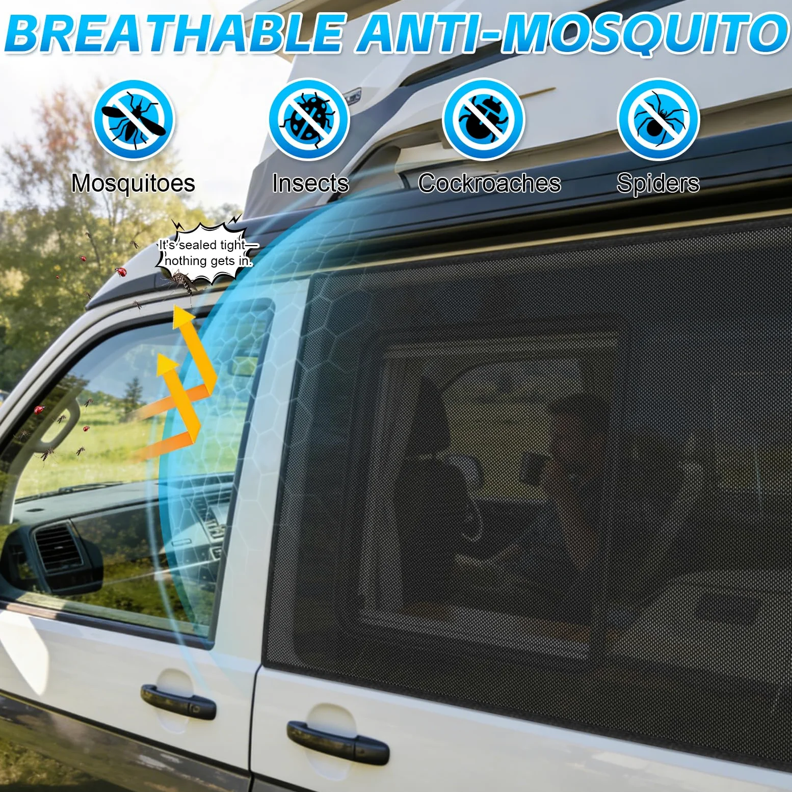 Mosquiteras para Puerta Corredera Reemplazo para VW T5 T6 T6. 1 California Pieza única, Mosquiteras Magnéticas para Insectos Transpirables para Acampar al Aire Libre