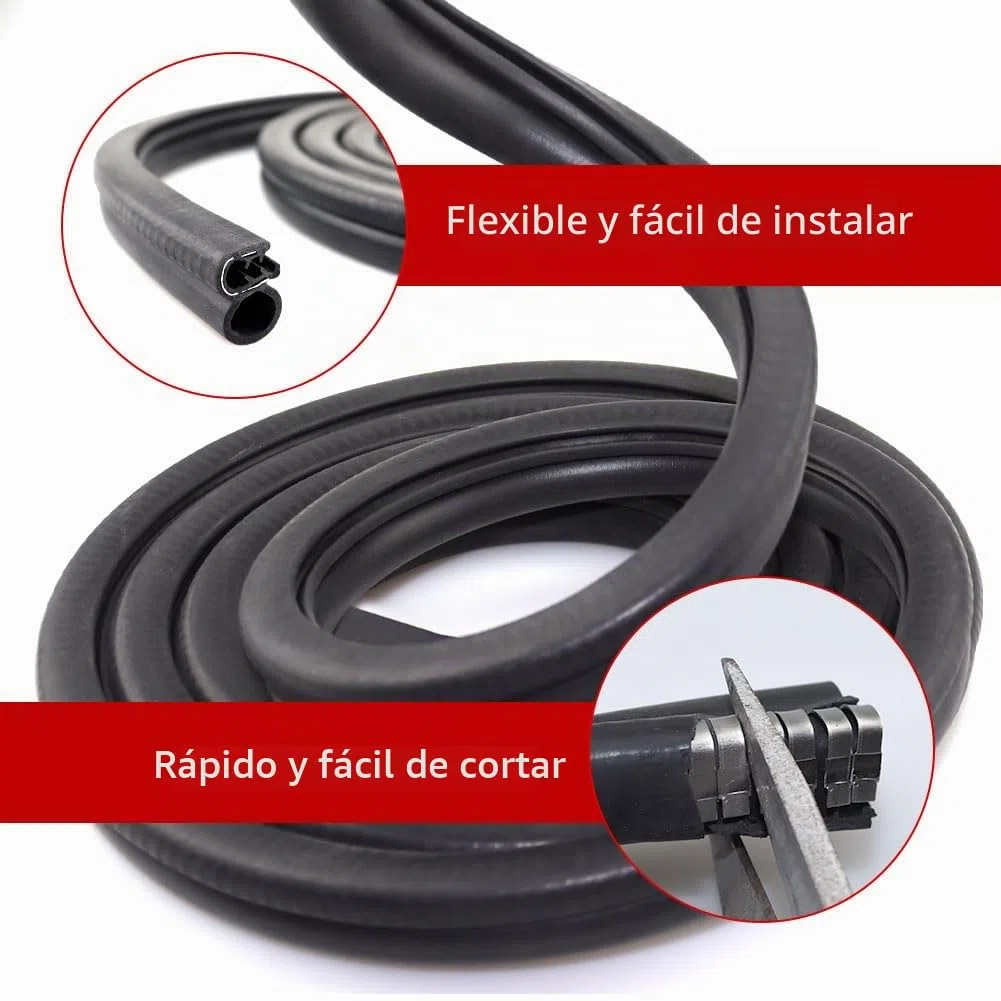 Junta de Goma Universal para Puerta de Coche, Perfil para Borde de Puerta y Maletero - Autocaravana, Barco (6m)