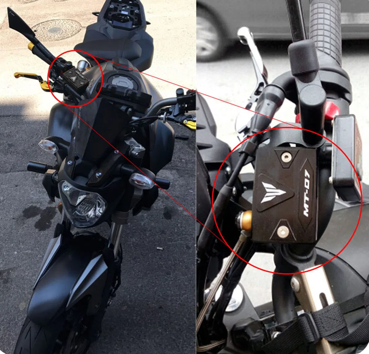 Cubierta de depósito de líquido de freno de motocicleta delantera y trasera CNC para Yamaha MT-07 MT07 FZ07 2014-2021 2022 2023 2024 accesorios