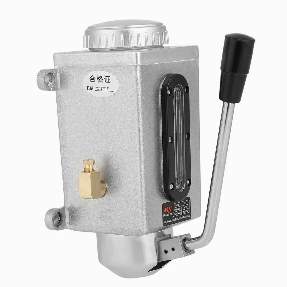 Oumefar Bomba de Aceite lubricante Y-8 Puerto de Salida Doble Bomba Manual Lubricación Manual con Base de Nylon 500CC
