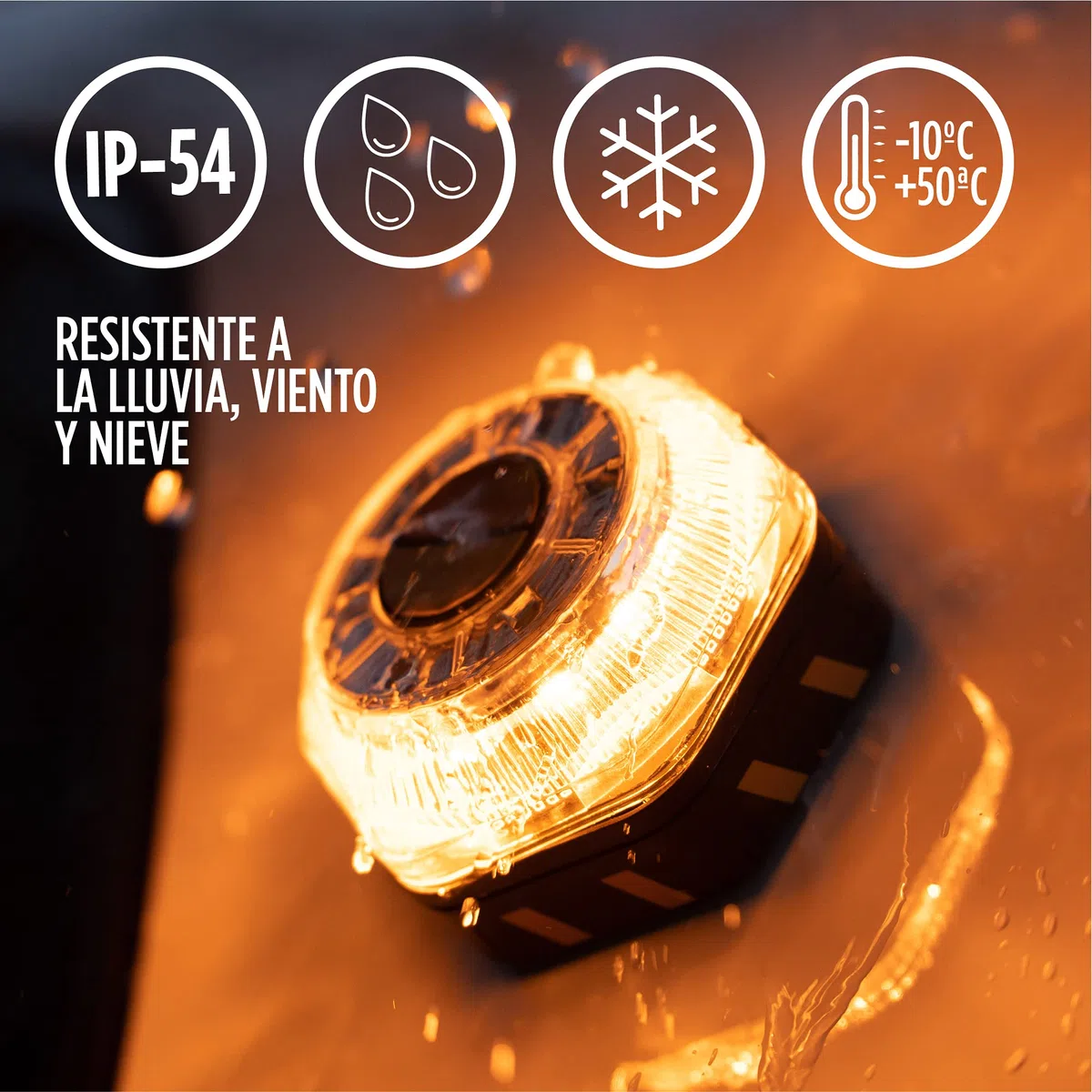 KSIX Luz de Emergencia V16 sin GPS para Coche y Moto con Linterna Led. Baliza de Señalización Luminosa Autónoma en Carretera con Base Magnética y Gancho Multiusos