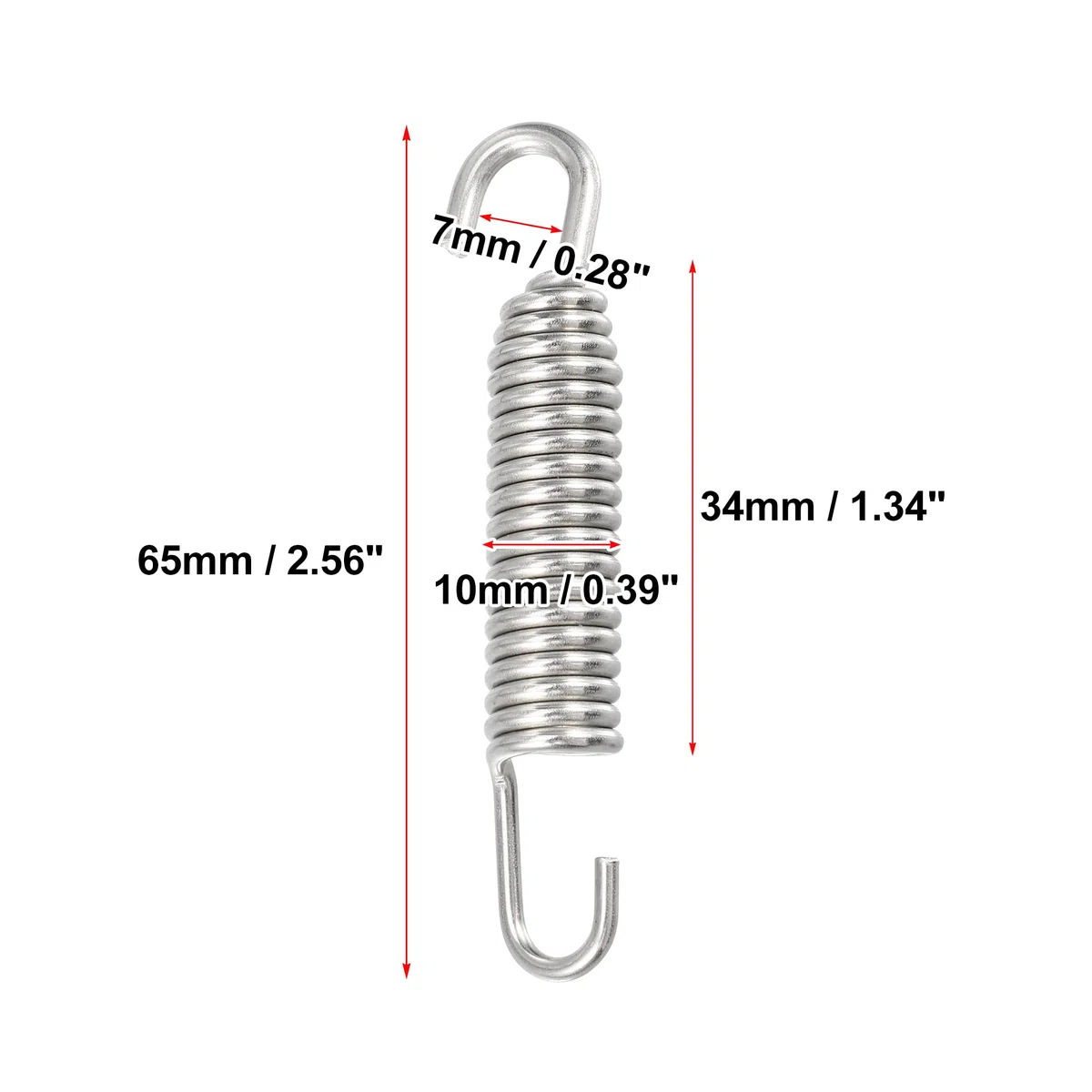 QUARKZMAN 10uds Motocicletas Universal Escape Tubo Resorte con Gancho 65mm 2.56"