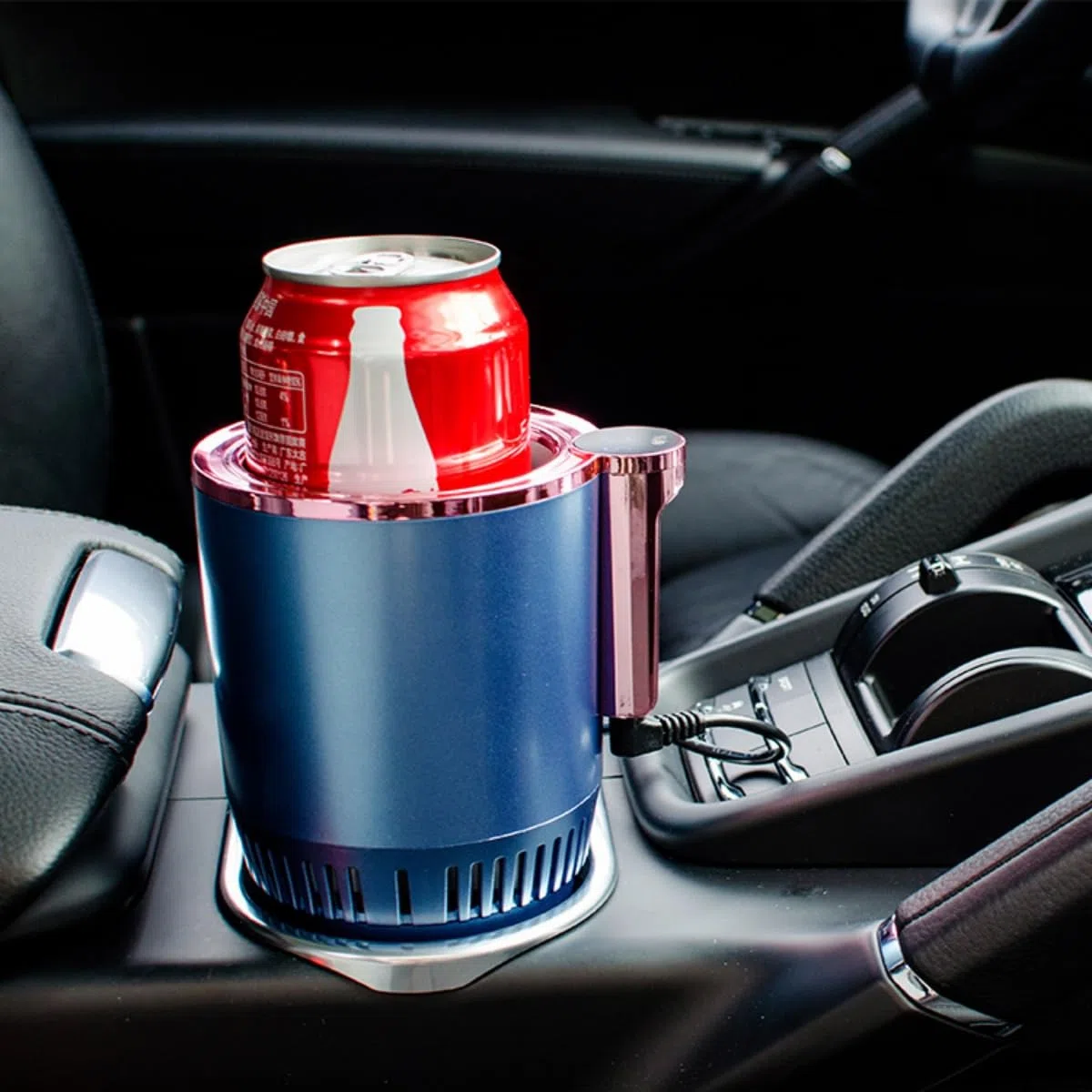 Roadmug - Heating and Cooling Car Cup Holder, 2 in 1 Smart Car Heating Cooling Cup Holder, Roadmug Can Heat Or Cool Drink (Black)