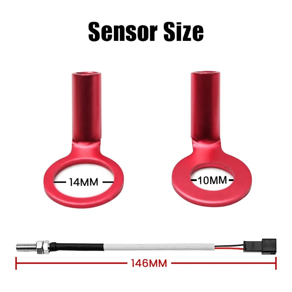 Termómetro de cabeza de cilindro norxi Termómetro del motor con adaptador de sensor de sonda de 10 mm y 14 mm (Rojo, 10 mm)