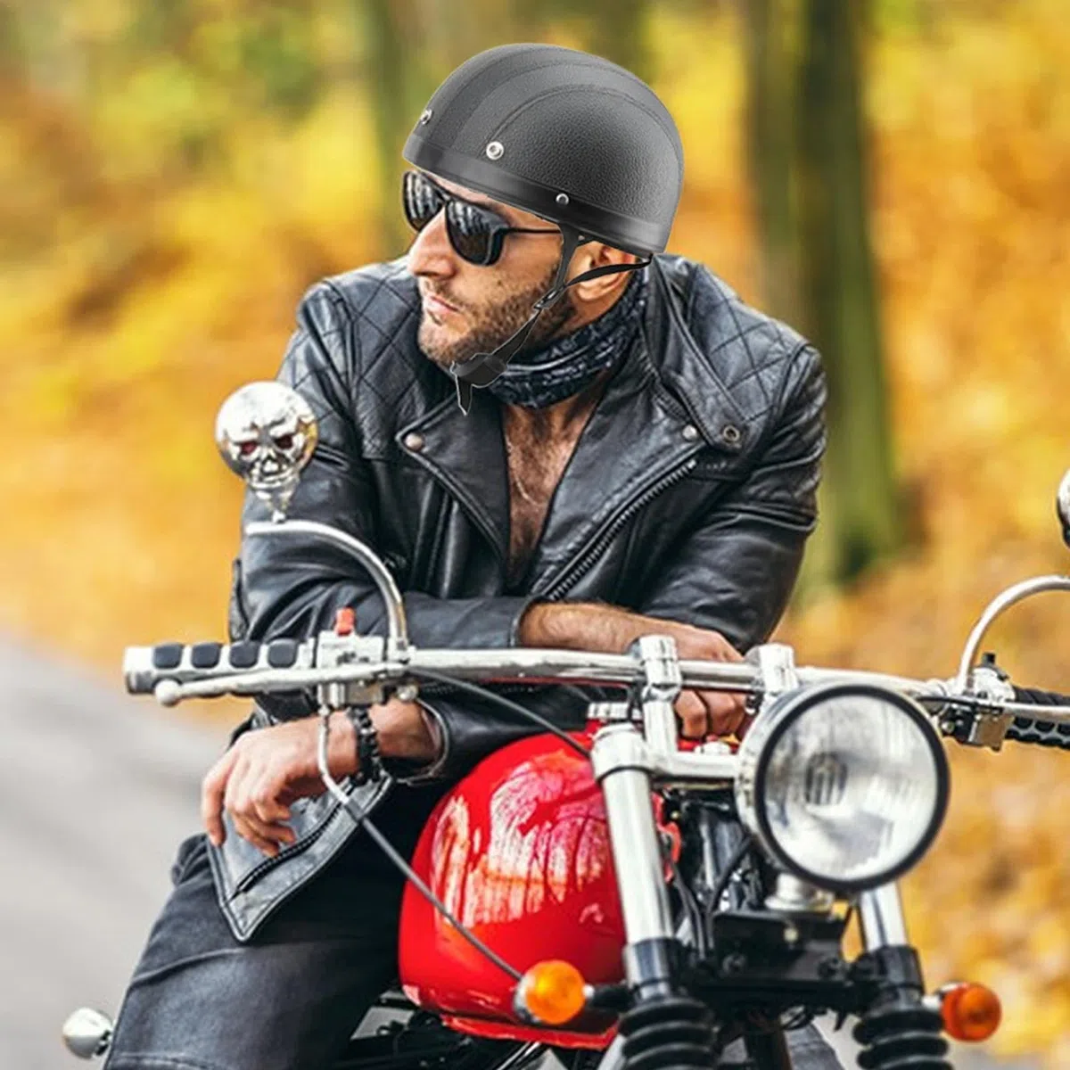Cascos ,Cascos Media Cara - Cascos de Moto - Cascos de Motocicleta de Media Cara para Adultos, Hombres y Mujeres, Cascos de Motocicleta de Media Cara Vintage