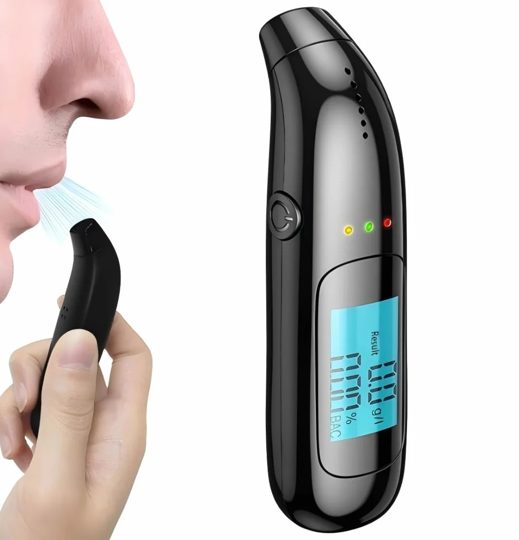 Alcoholimetro Homologado Profesional Alcoholemia Test, Alcoholimetro Alcohol Test con Pantalla Digital LCD Azul, Alcoholímetro Medidor de Alcohol de Alta Sensibilidad para Uso Personal y Profesional