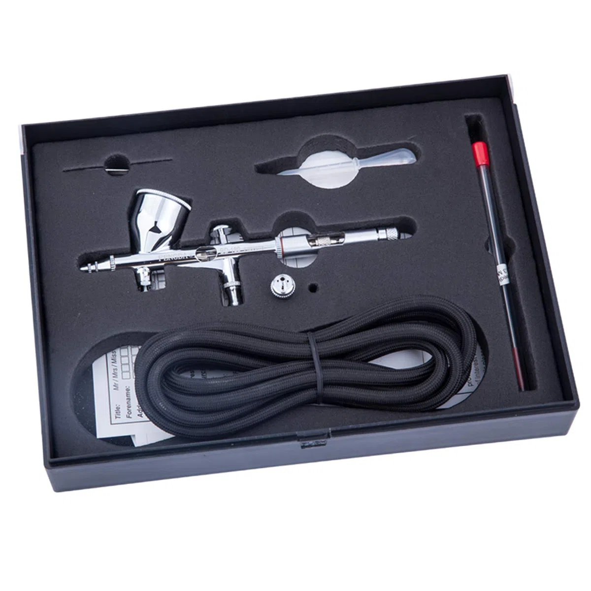 Fengda Pistóla de aerógrafo kit FE-180K con aguja/boquilla de 0,2/0,3 MM y tubo.