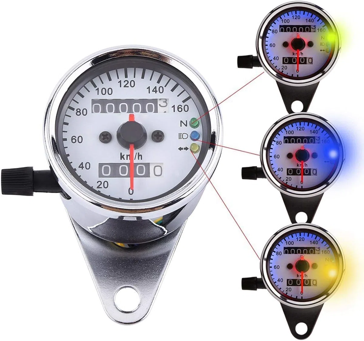 Tyenaza Odómetro de Motocicleta, Velocímetro de Motocicleta GPS LED Visión Nocturna Odómetro Digital Aleación de Aluminio 12V Medidor de Milla, para Automóviles, Motocicletas, Marine(Blanco)