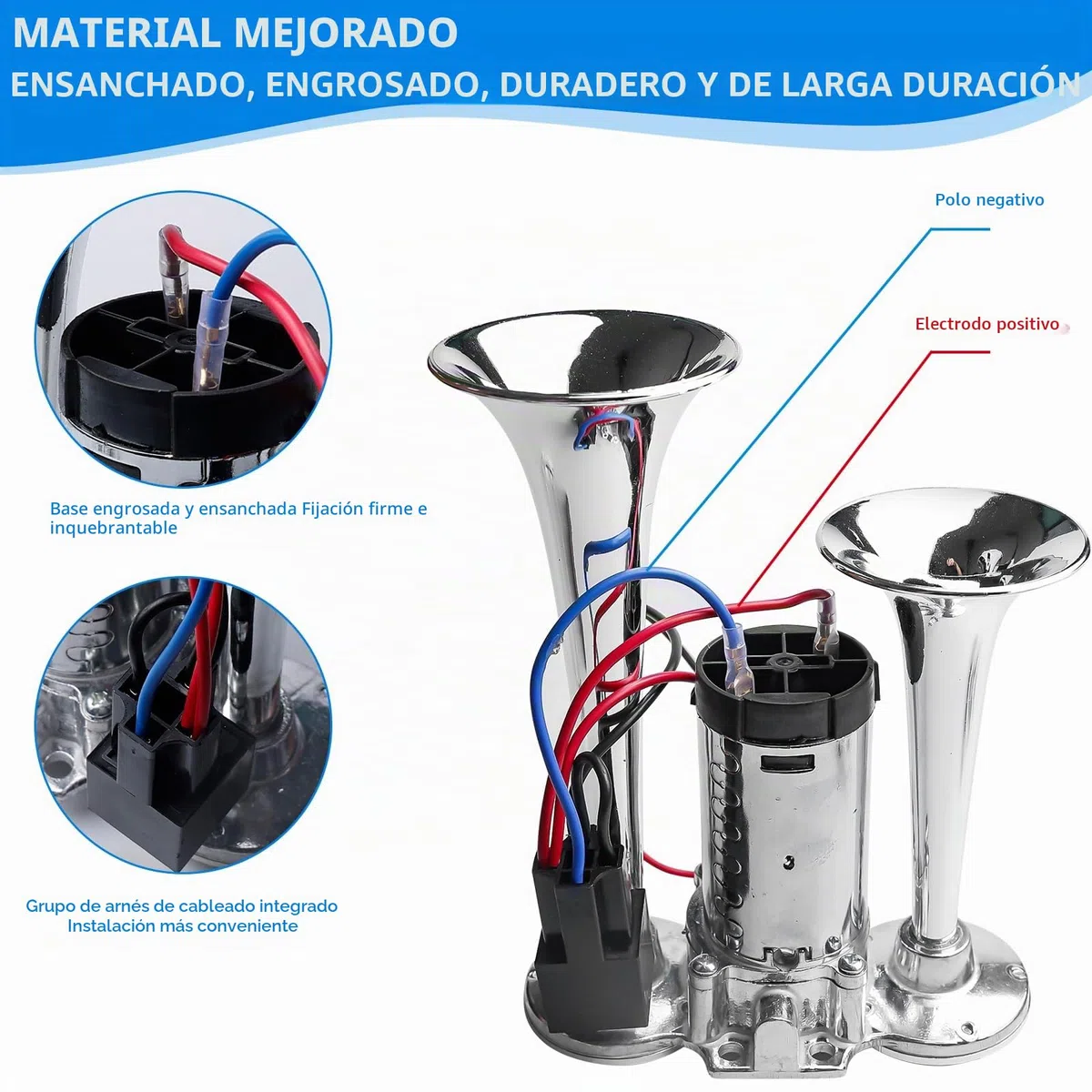 LWK Bocina de 12 V, bocina de aire súper fuerte con compresor de doble tubo, kit de claxon para todos los vehículos de 12 V, camiones, trenes, coches, barcos, motocicletas y furgonetas