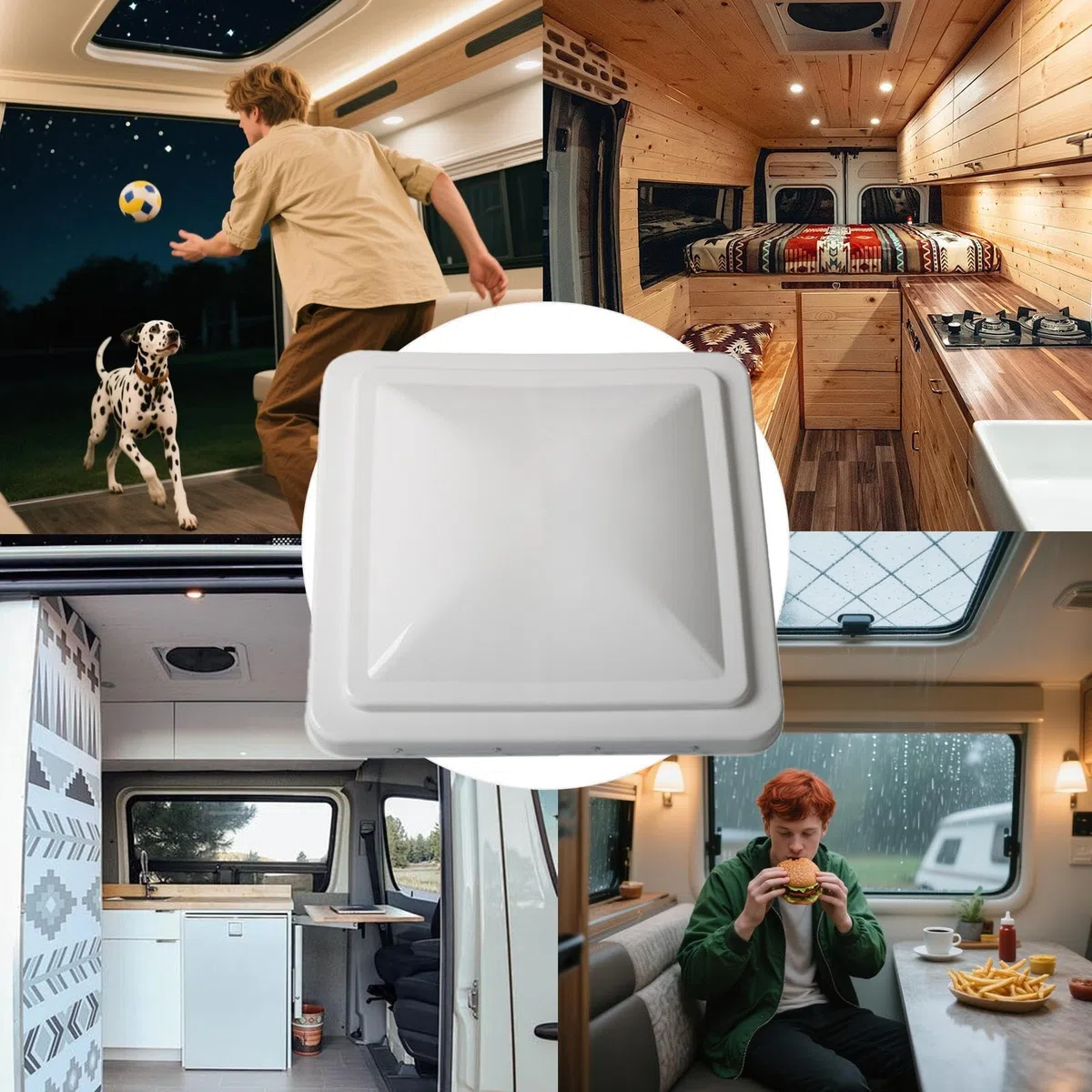 Juego de Rejillas de ventilación de Techo para, Kit de ventilación de Remolque de Viaje, ventilación Impermeable de 14 Pulgadas para Remolque, casa móvil, Furgoneta, conversión, Viajes