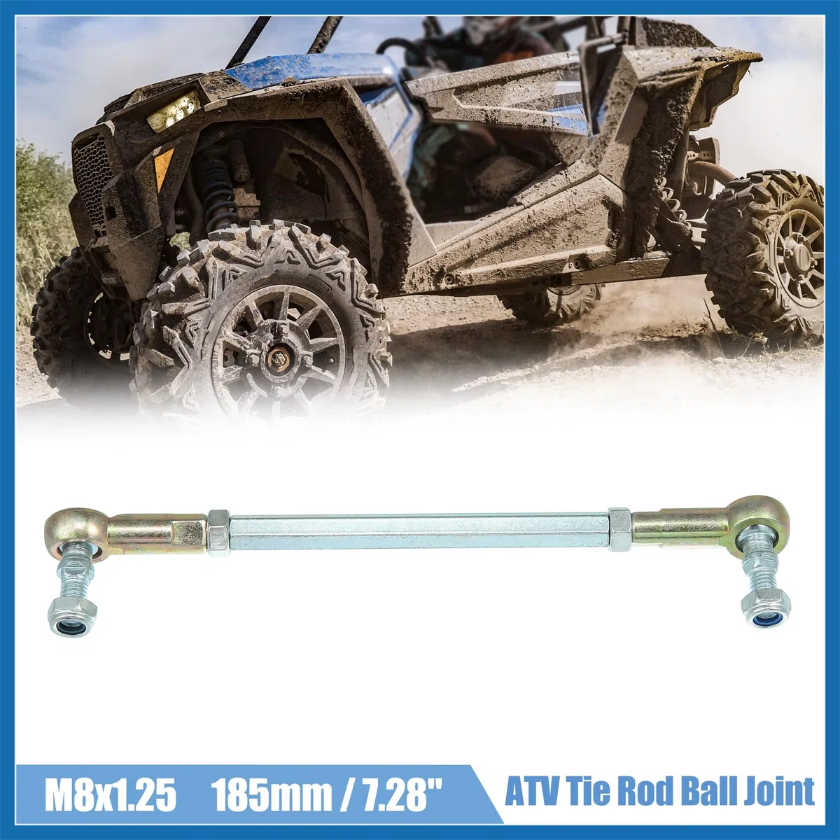 A ABSOPRO 2uds M8 Dirección Barra para 50cc 70cc 90cc 110cc 125cc ATV 185 mm Reemplazo de artículo
