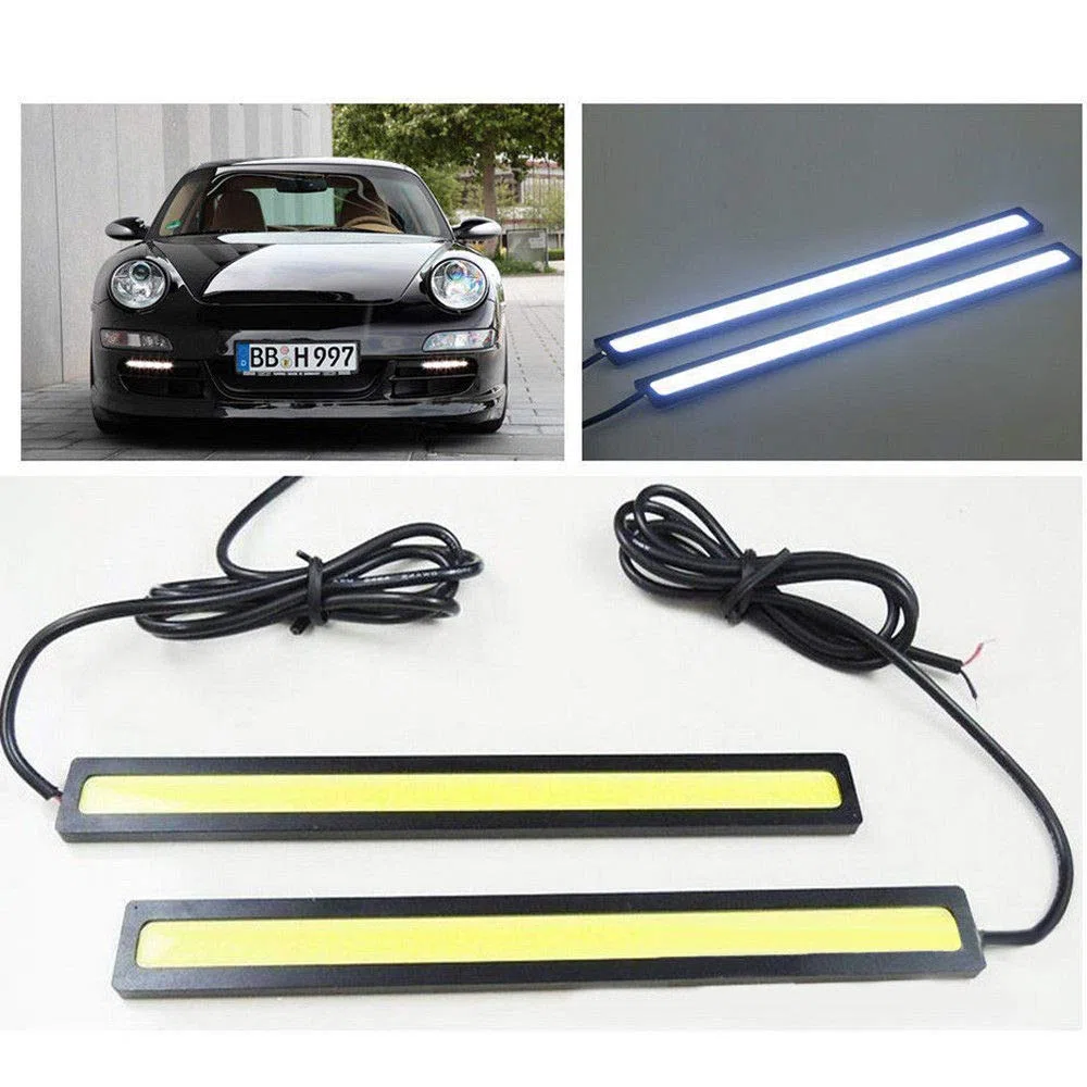 MASO DRL Luces de circulación diurna para coche COB LED tira de luces antiniebla 12 V de alta potencia impermeable flexible conducción antiniebla luces (paquete de 2)