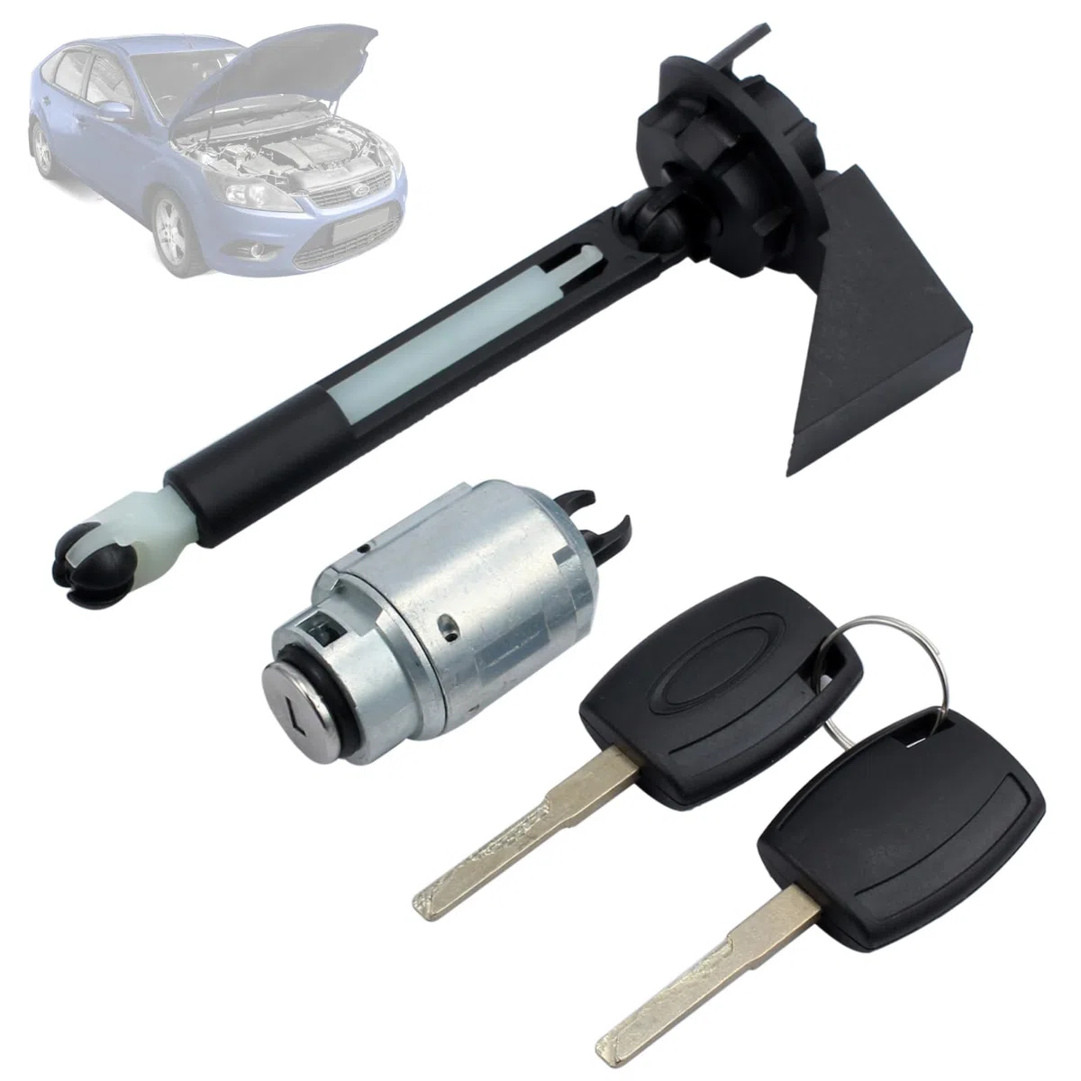 Twowinds - Bombín Cerradura Capó 4M5AA16B970 Compatible con Ford Focus 2 (2004-2012) - 1355231 - Liberación Capó - Cilindro Cierre - Llave