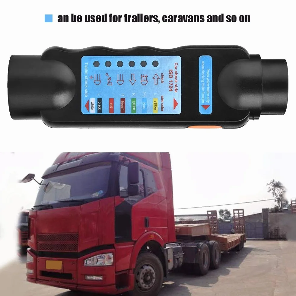 Comprobador de enchufe de remolque de 13 pines para remolque, luz de remolque, cable de circuito, probador de enchufe para remolques automáticos solo para vehículos europeos