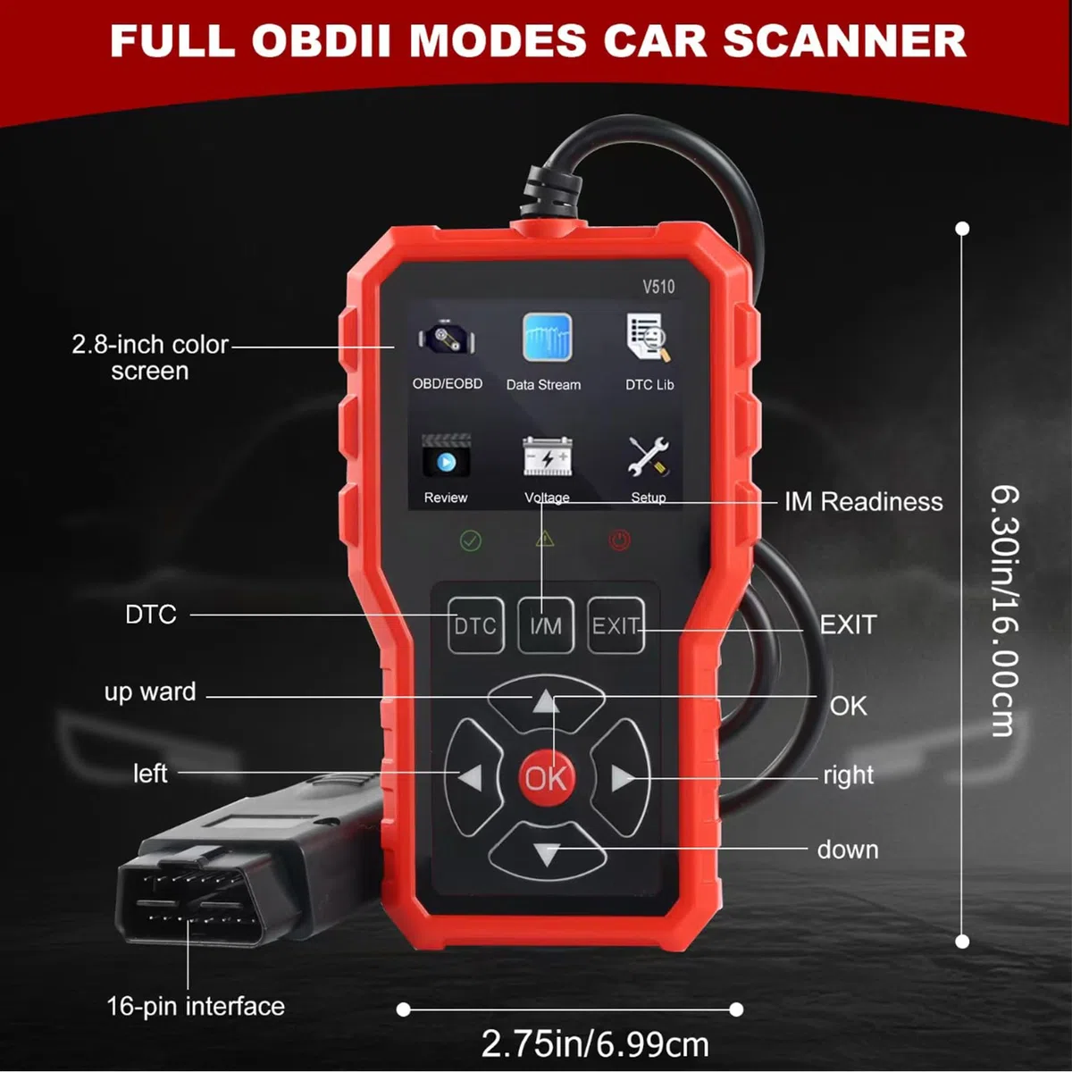 Escáner de diagnóstico de vehículos, 2 en 1 para Leer y borrar Datos de Errores, Herramienta de escaneo de diagnóstico automotriz, Lector de código de Falla de Motor de Coche para Camiones