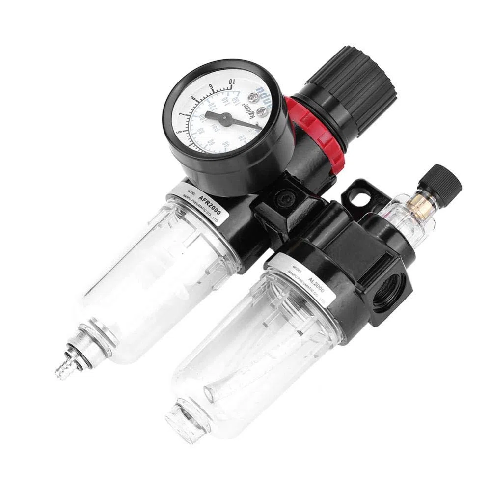 Separador de Trampa de Agua/Aceite Npt de 1/4", Separador de Agua y Aceite de Herramientas de Aire Filtro de Presión de Aire Compresor Regulador Neumático Lubricador Válvula de Drenaje
