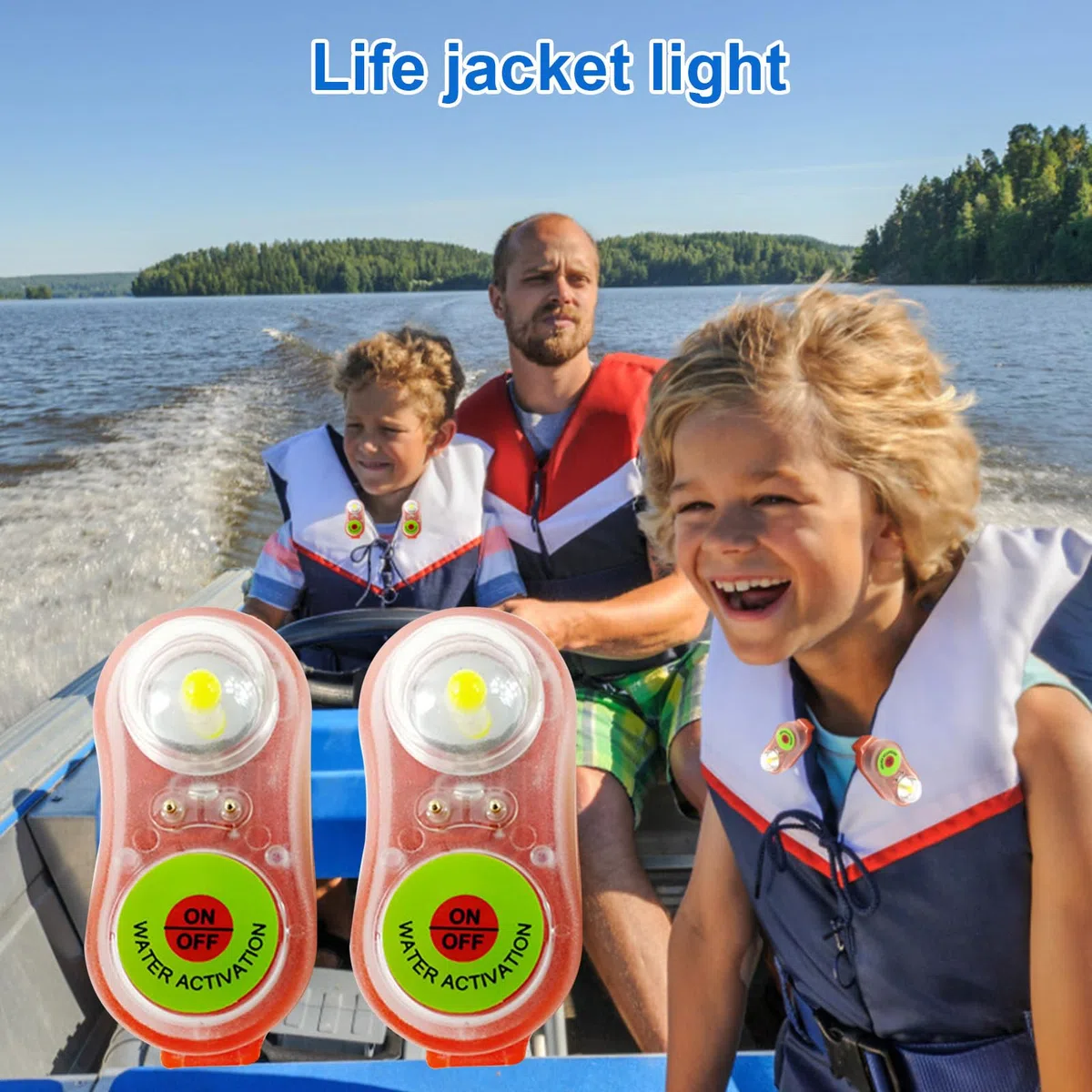 Lámpara de rescate LED de 2 piezas, luz estroboscópica para chaleco salvavidas para paseos en bote, etiqueta de localización personal | Luces activadas por agua, auto-