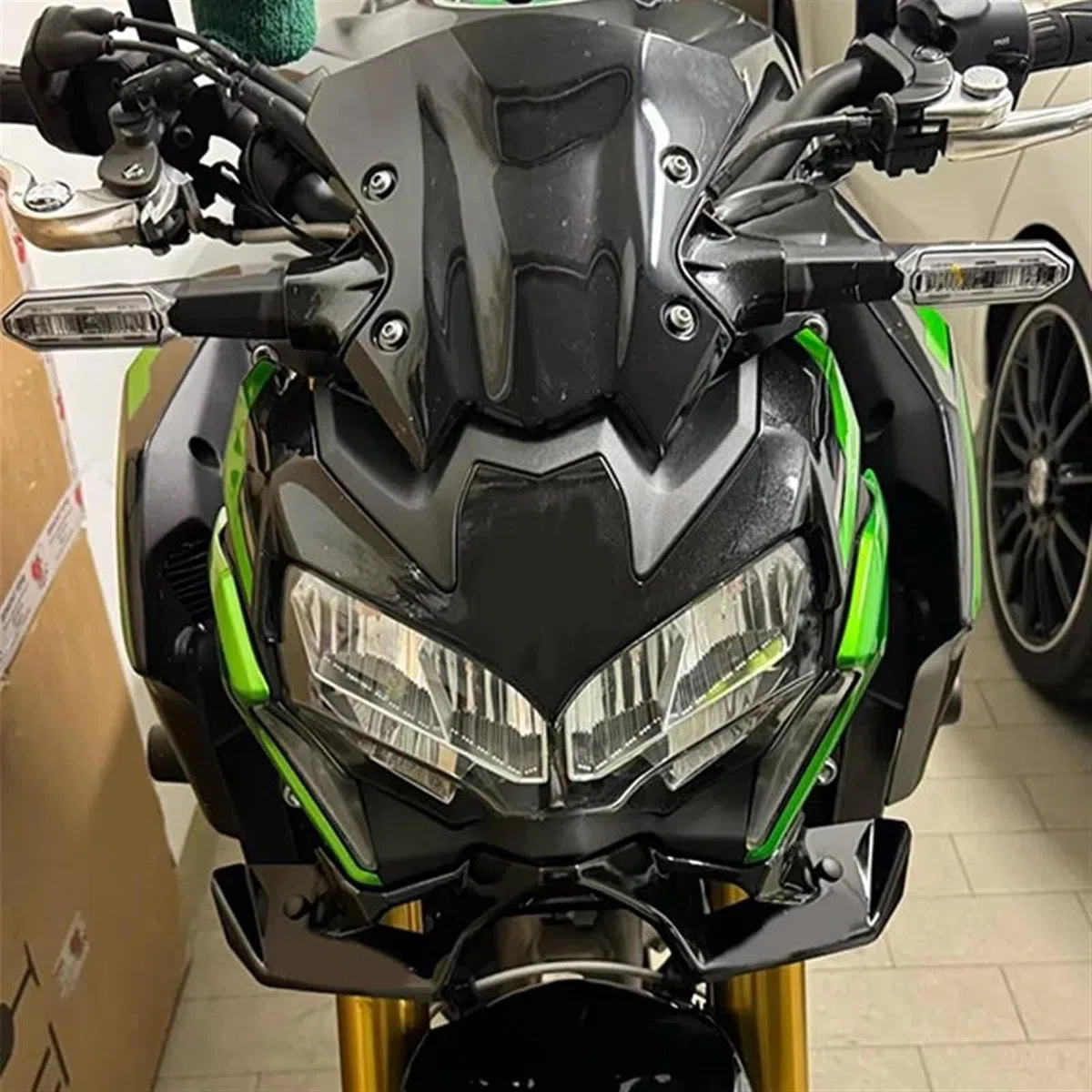 Alerón Delantero Kit Alerón Aerodinámico Alerón Delantero Desnudo Accesorio Motocicleta para Kawasaki para Z-900 2020-2024 Alerón ala Motocicleta(Negro Brillante)