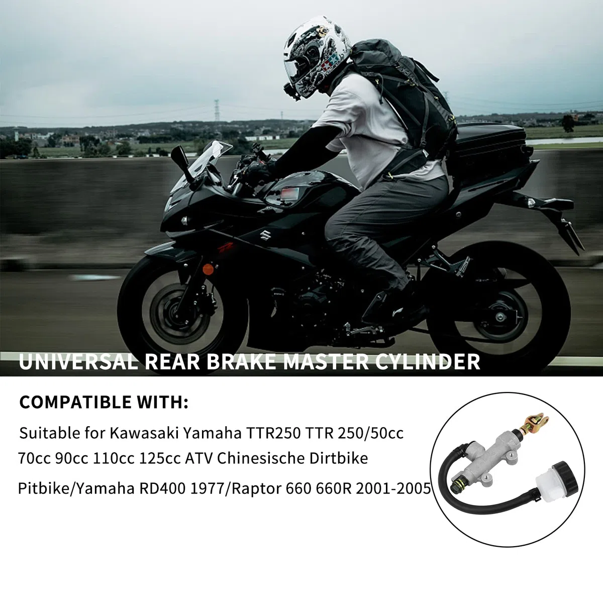 AHL Cilindro maestro Bomba de freno trasero Hidráulico para Yamaha Kawasaki Modificar refit universal