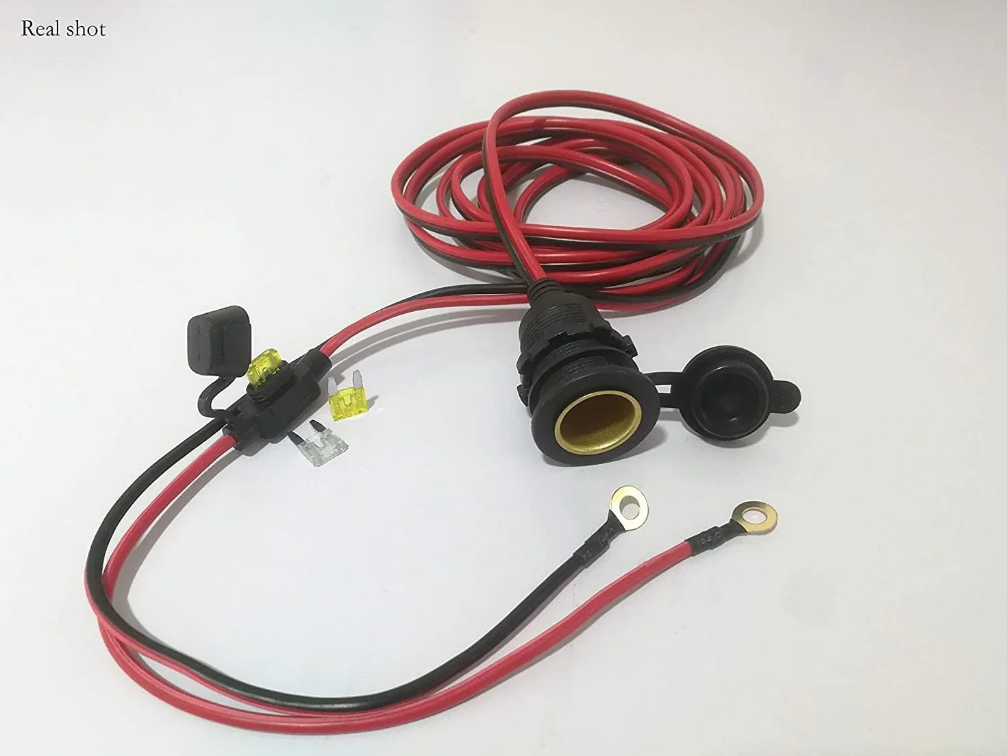 12V / 24V DC Toma de mechero fija, Impermeable Marine Grade Enchufe del Encendedor de Cigarrillos Outlet，Cable alargador de 3m 14AWG 20A,Coche, Motocicleta, Barco