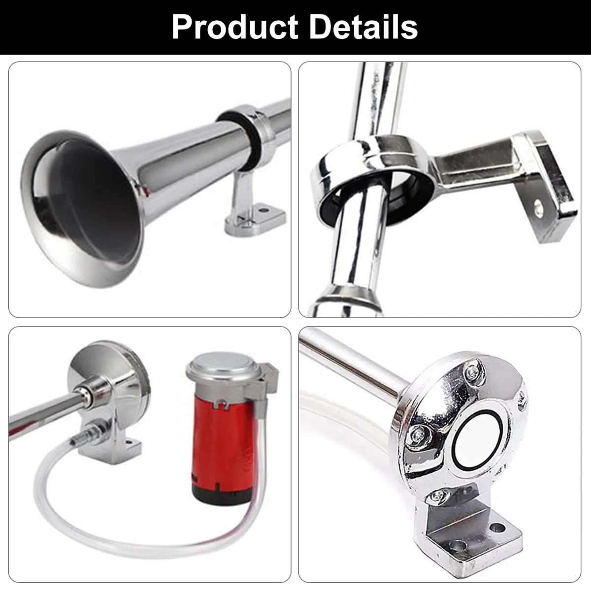 Cerioll Bocina De Camión De 12V 150db, Bocina De Aire Con Kit De Compresor, Air Horn, Universal Loud Horn, Para Camión, Barco, Tren, Barco Etc (Plata)