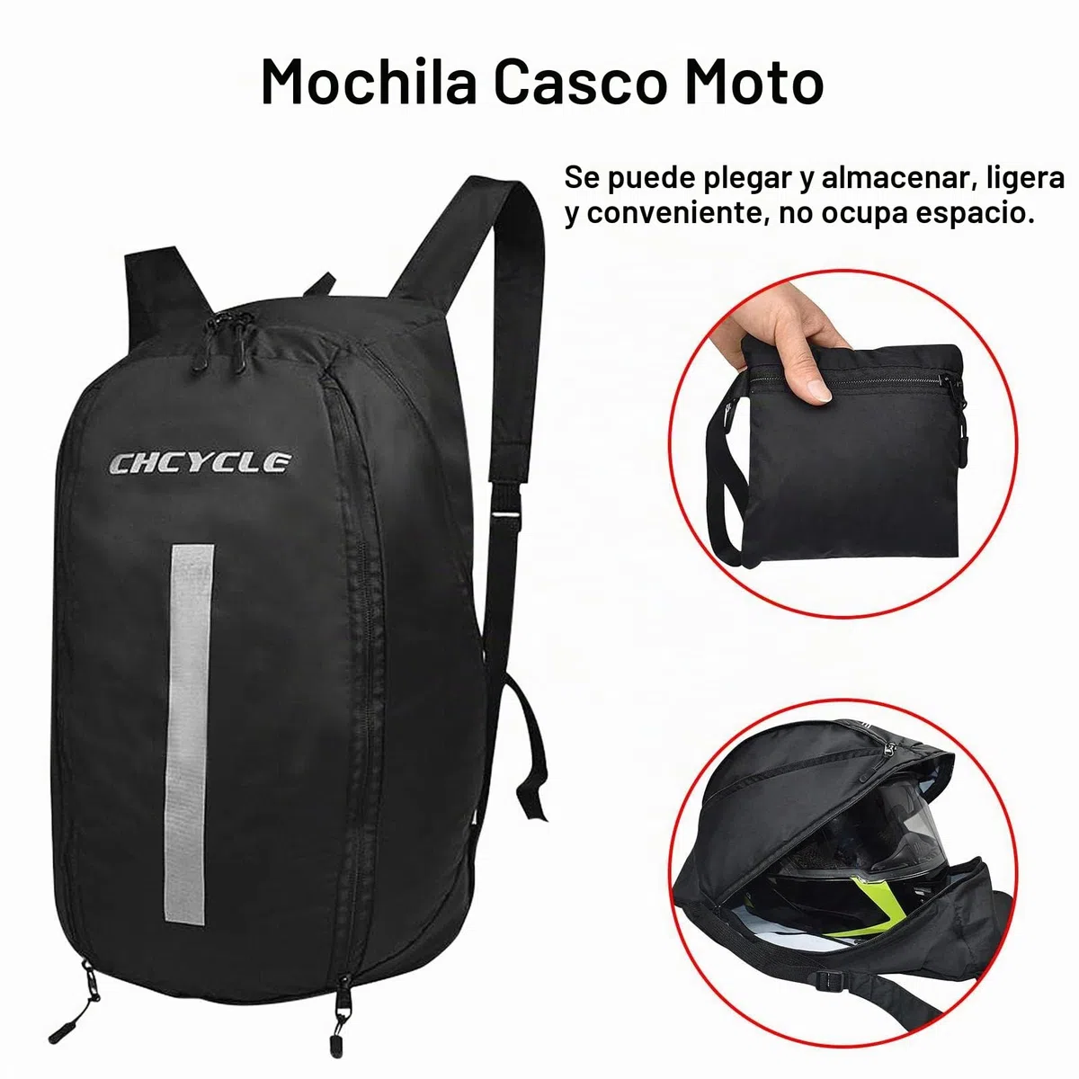 Elegante Mochila para Moto – de Almacenamiento Viaje con Gran Capacidad, Diseño Cremallera, Exterior Moderna