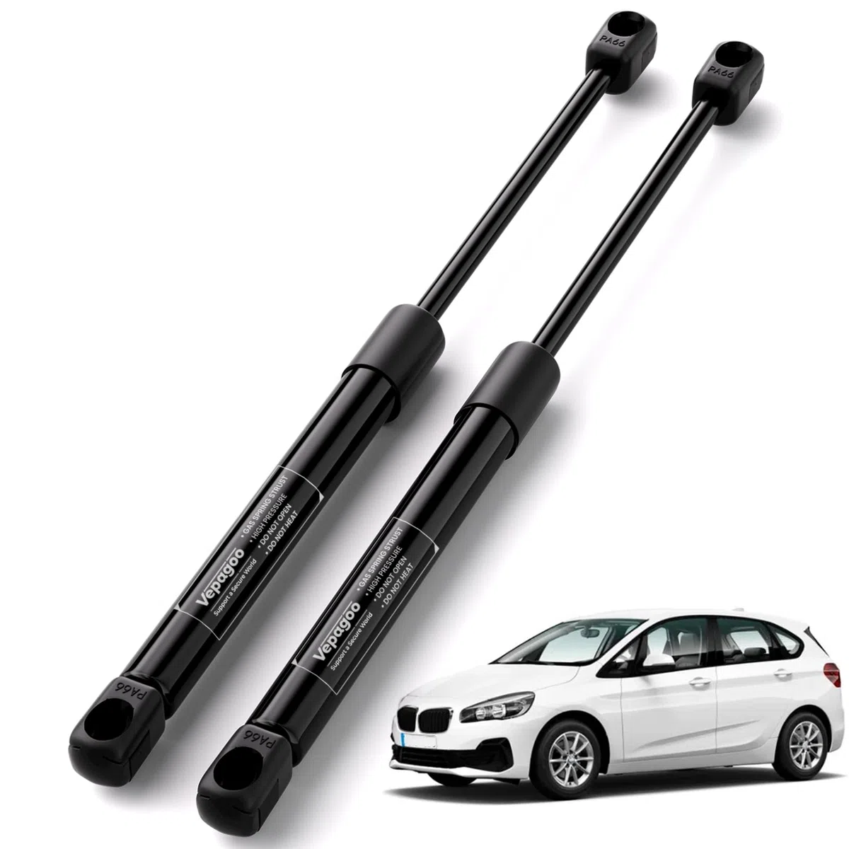 Vepagoo Amortiguador Capó Compatible con BMW 2er F45 2013-2021 Resorte de gas Resorte neumático del capó del coche # 51237300535, 5481FB0013176 Negro 2x