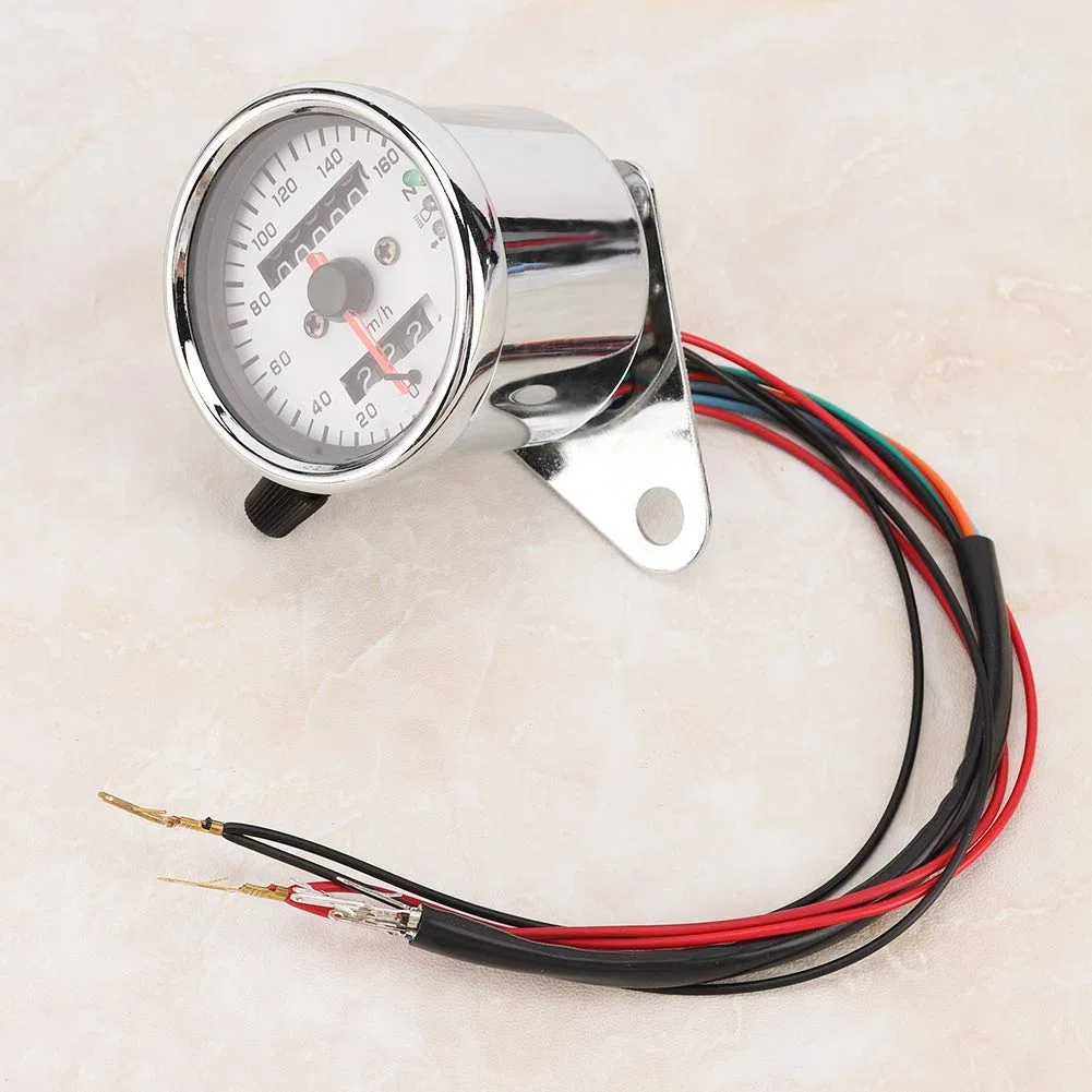 Tyenaza Odómetro de Motocicleta, Velocímetro de Motocicleta GPS LED Visión Nocturna Odómetro Digital Aleación de Aluminio 12V Medidor de Milla, para Automóviles, Motocicletas, Marine(Blanco)