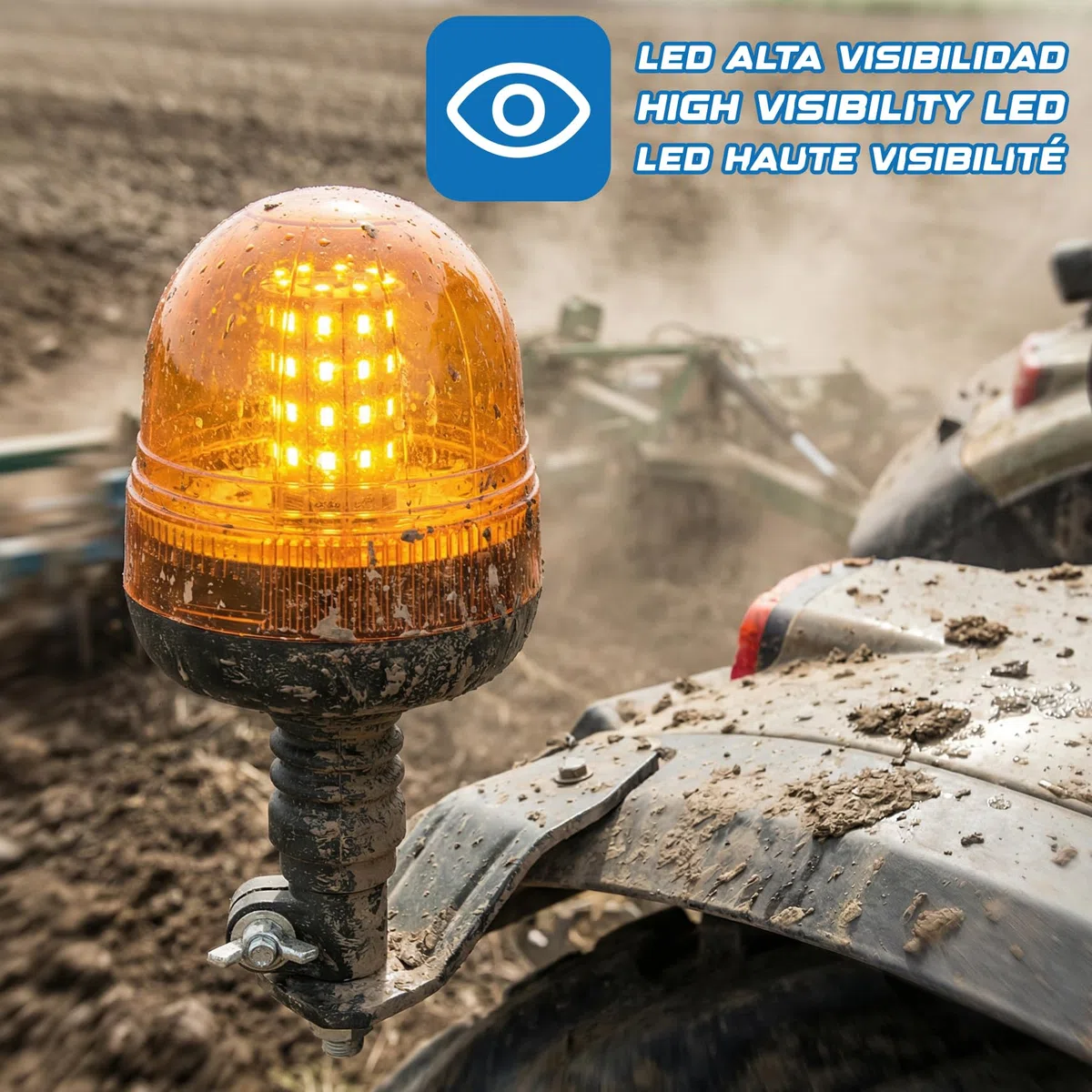 Ryme Automotive - Rotativo Flexible LED 12/24V 3 Funciones Advertencia, Señalización Emergencia Vehículos, Tractores, Grúas, Vehículos Emergencia