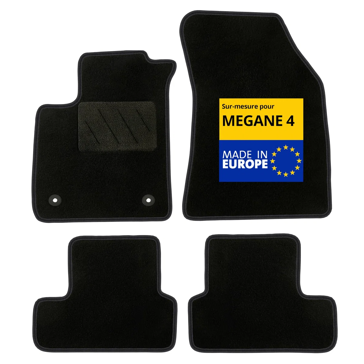 DBS - Alfombrillas - A Medida para Megane 4 - con Clips - Alfombrillas Antideslizantes para Coche - 4 Piezas