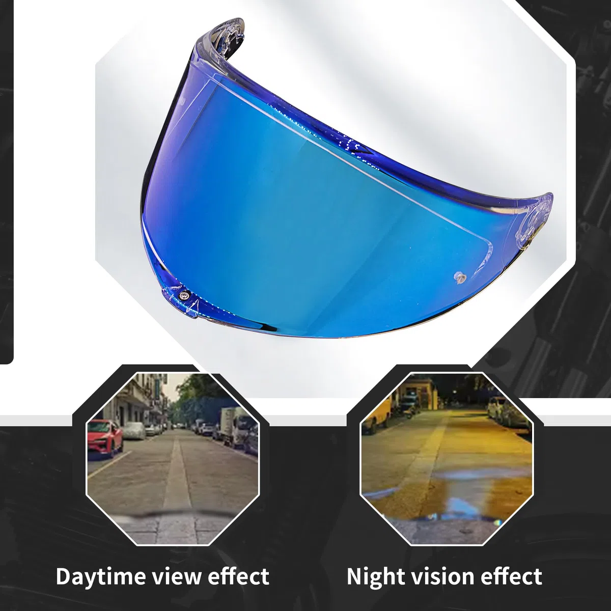 PSLER Visera de Casco para K6 K6s Visera Tintada para Casco de Motocicleta Accesorios de Repuesto para K6 K6s(Azul Transparente)