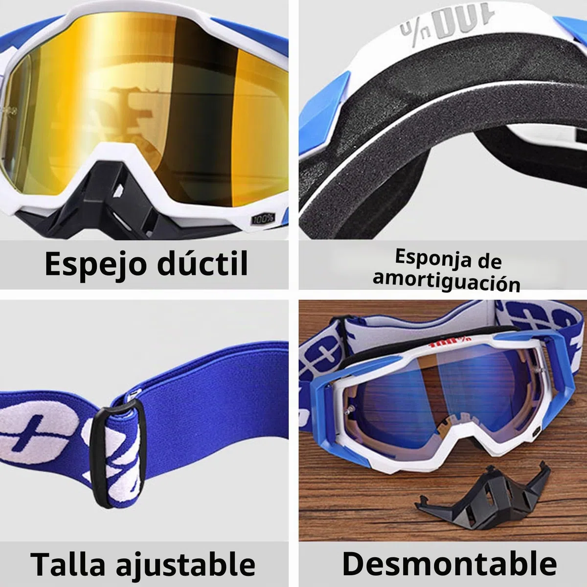 Gafas de motocross, a prueba de viento, a prueba de polvo, gafas de esquí, gafas de cross, gafas de esquí antiniebla, gafas de esquí UV, para ciclismo, carreras de fondo, ATV, UTV (negro 15)