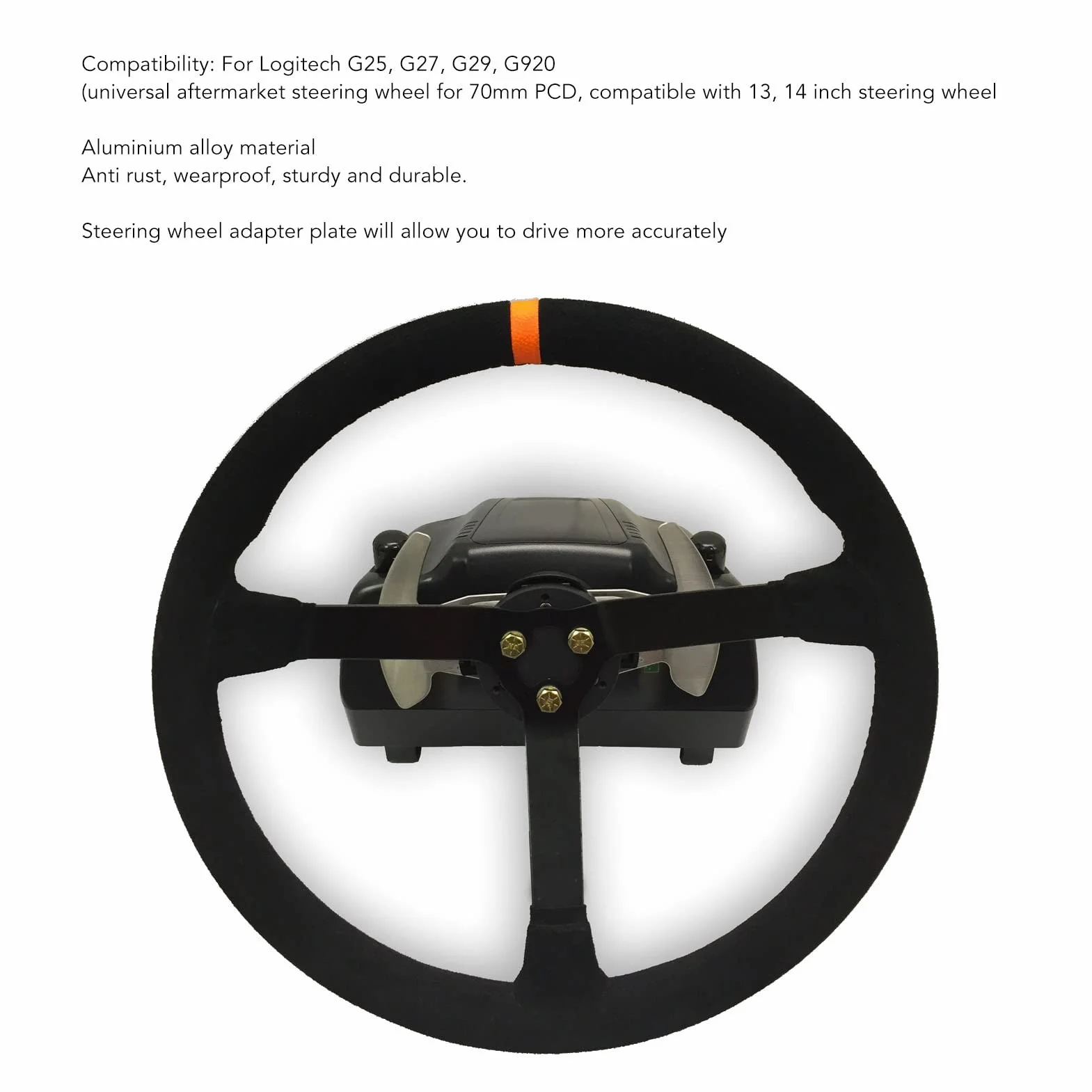 Adaptador Cubo Volante Carreras 70 Mm Placa Repuesto Estándar Compatible Volantes 13 14 para Simuladores Conducción