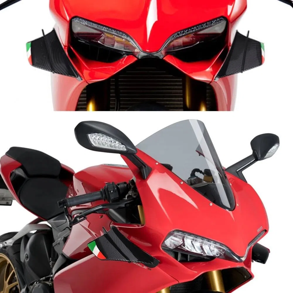 Kit Winglet Aleron aerodinámico de alas de Spoiler para Kawasaki, YAMAHÁ, HÓNDA, SUZUKÍ, Ducati, Aprilia (Mediano) Negro