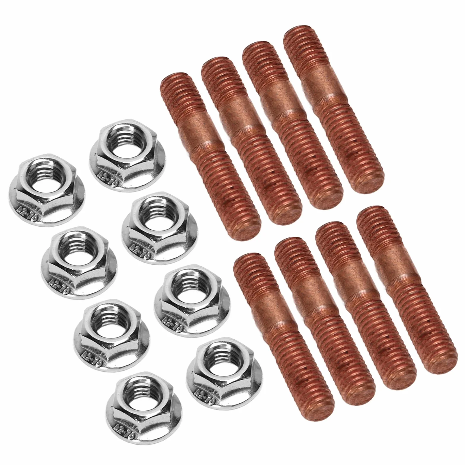 Kit de Espárragos Turbo Roscados, 8 Piezas M8 1.25 Kit de Espárragos Turbo Roscados 8 Mm Aleación de Metal Resistente a Alta Presión Colector de Escape Espárrago Tuerca Hardware