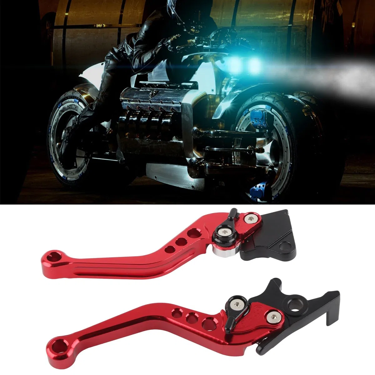 Par de palancas de freno de embrague de 22 mm 7/8"CNC de aluminio de motocicleta embrague de tambor palanca de freno de tambor palanca de freno de embrague universal,(rojo) for YAMAHA xt 660 r,levier