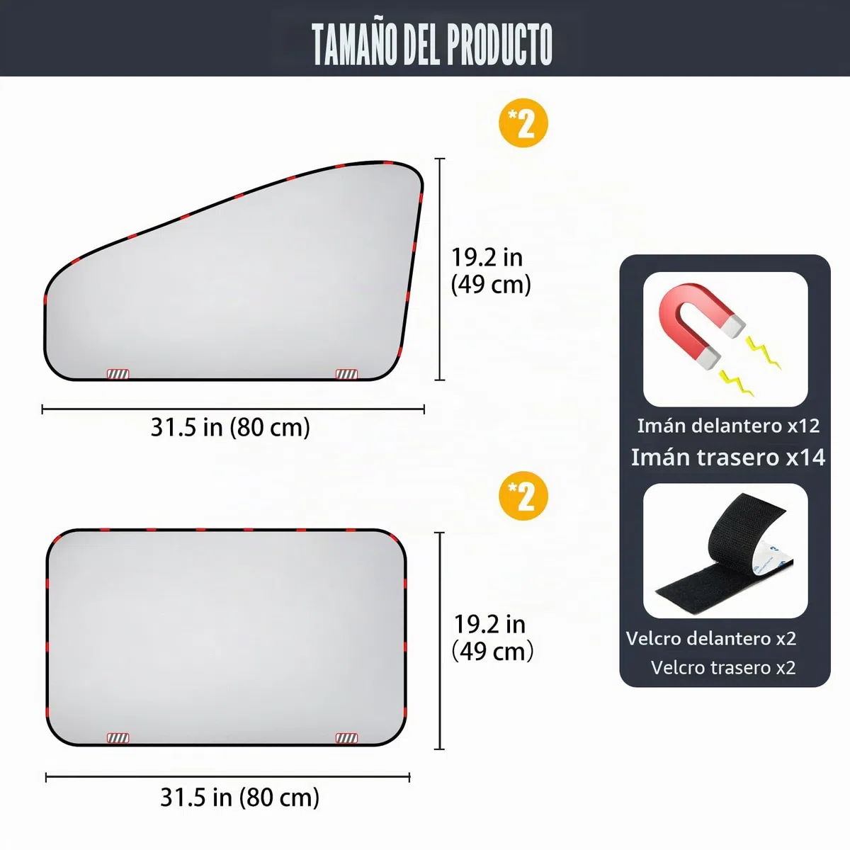 XCBYT Parasol Lateral Magnético 4 Unidades, Ventanas Traseras Coche, Protector Solar, Cortinas, Oscurecedor, Protección UV y Contra el Calor