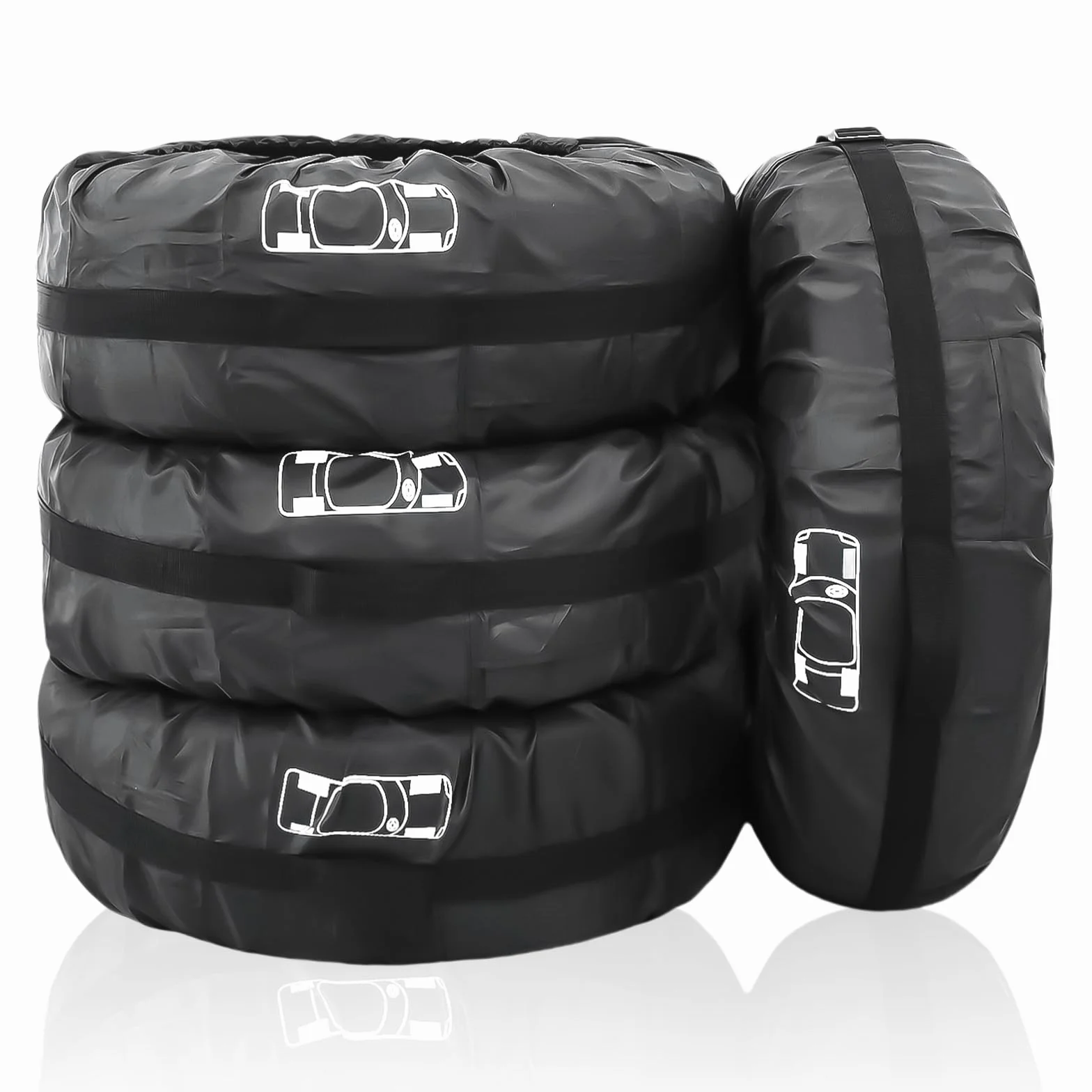 4 piezas de juego de fundas para neumáticos: 19-23 pulgadas Funda impermeable para neumáticos, funda lavable para neumáticos, funda para neumáticos, funda para ruedas, cubierta para rueda de repuesto