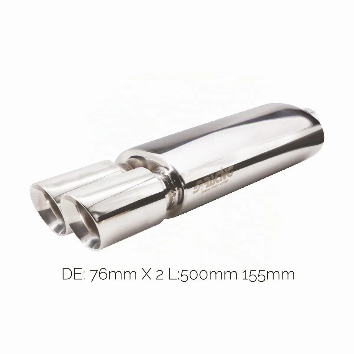 Simoni Racing ESR633 Rifle Silenciador Deportivo Universal, Silenciador Deportivo, Escape de Coche Universal, Doble Salida Redonda, Acero Inoxidable