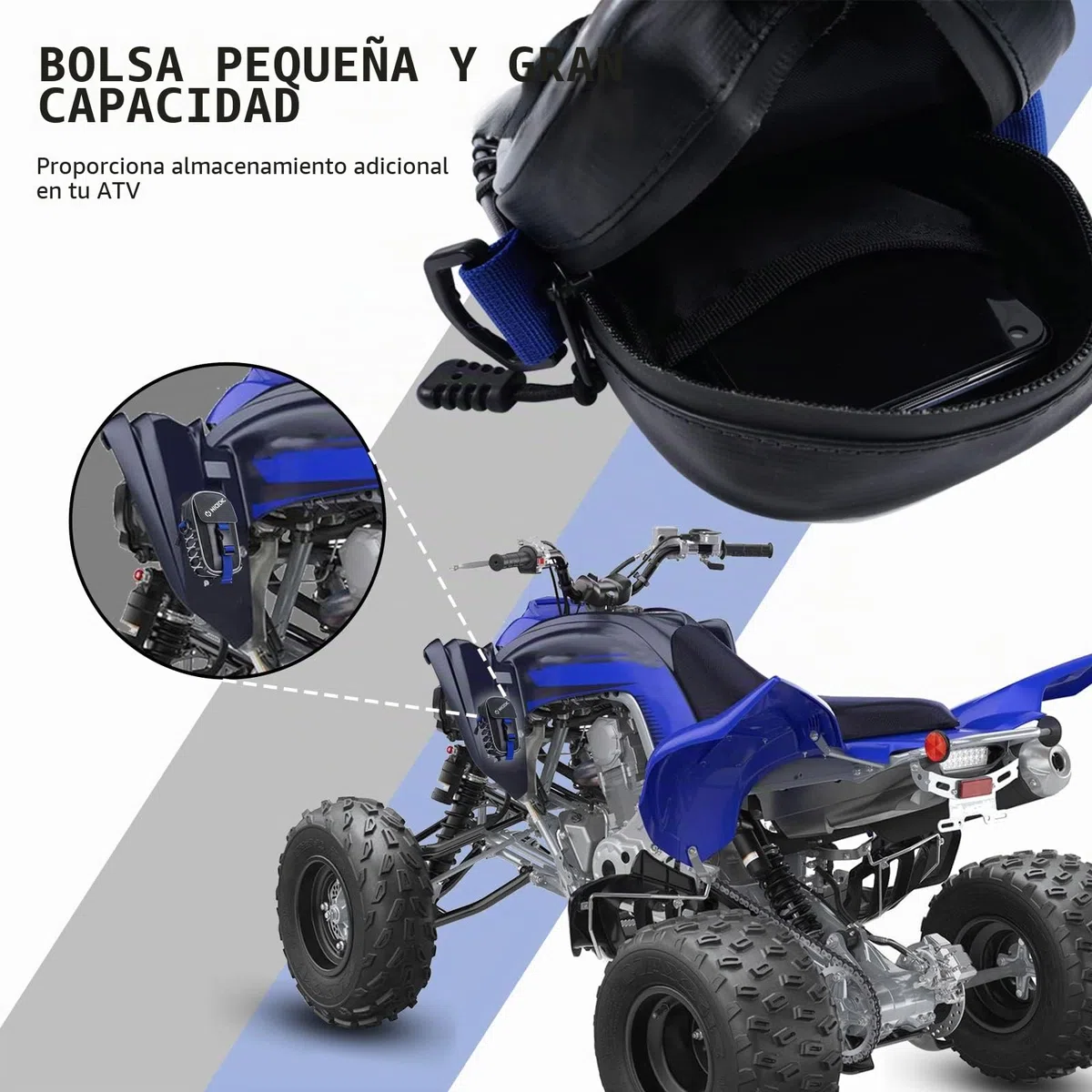NICECNC Raptor 700 Fender Bag ATV Bolsa de Almacenamiento de Herramientas de Tela de PVC Bolsa de Almacenamiento de Herramientas Tira Reflectante Resistente al Agua Cremallera Compatible with Yamaha