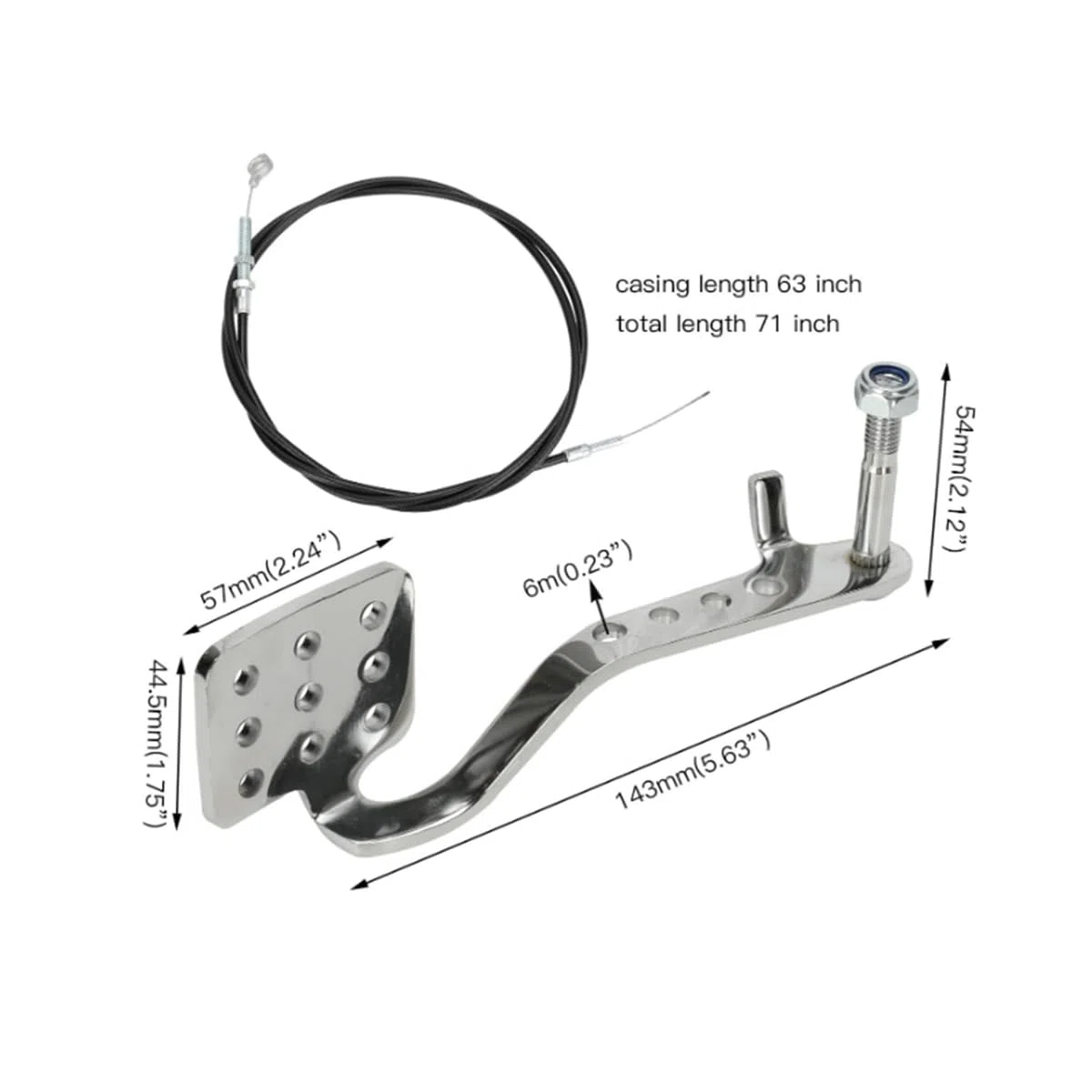 Go Kart - Cable del acelerador de pedal compatible con 212 cc, 196 cc, 6.5 hp Go Kart Vintage Racing Drift Trike Heavy Duty Pedal Go Kart Parts (plateado)