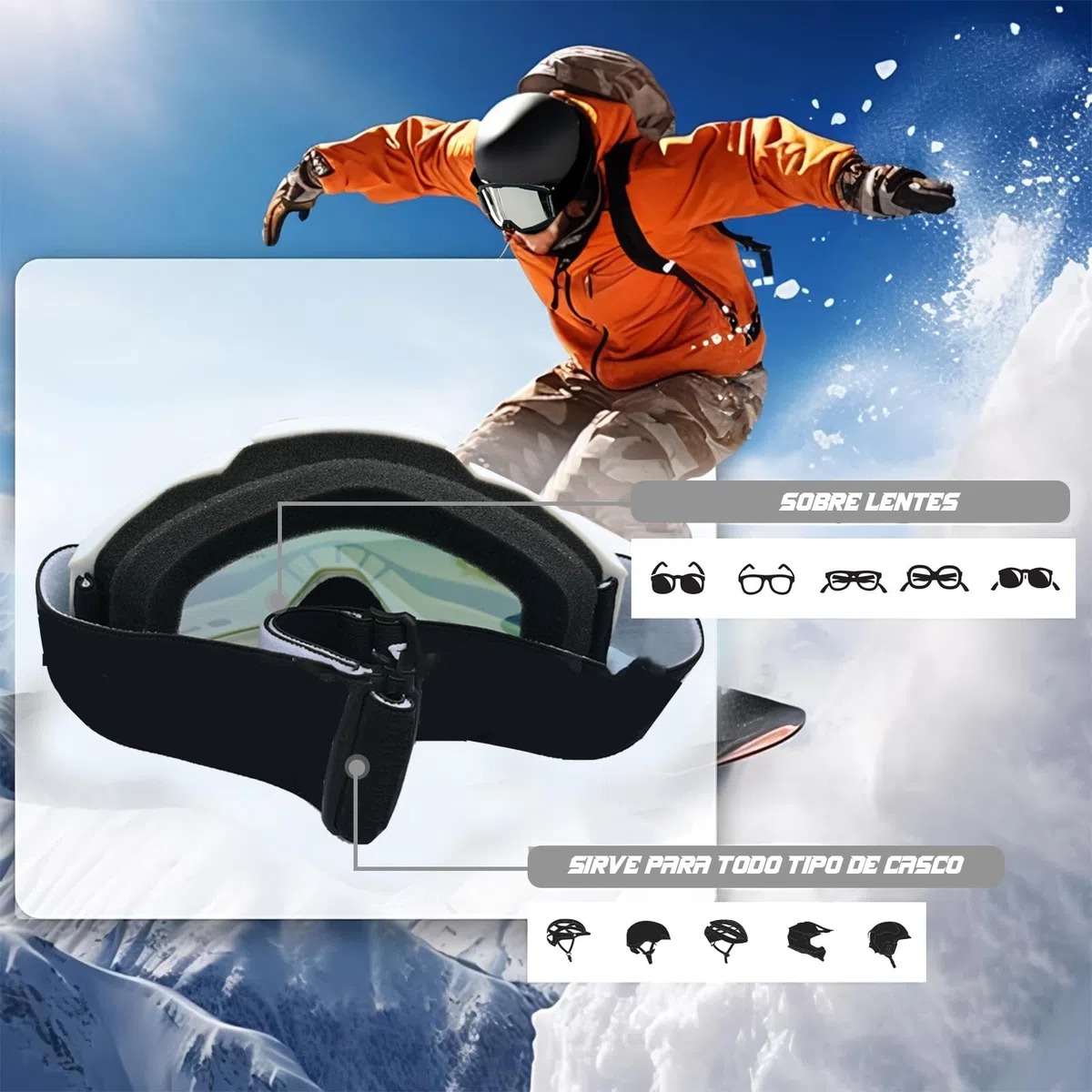 Gafas Motocross,Gafas Moto con Almohadilla de Esponja de Doble Capa y Lentes con Protección UV,Para Ciclismo,Esquí,Escalada