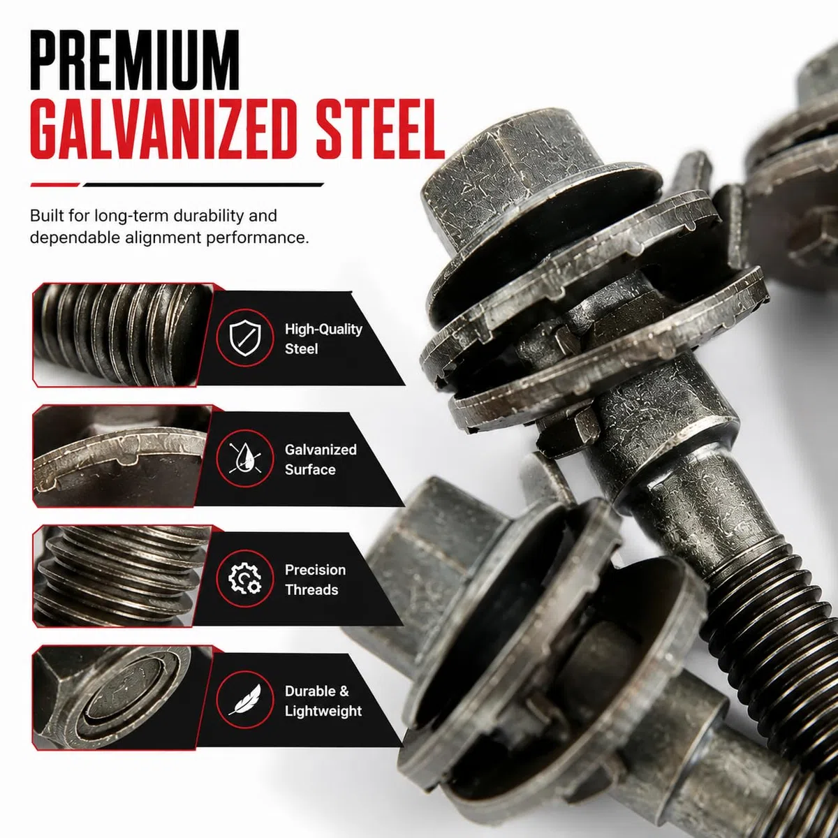 14mm Perno De Leva, 4PCS Perno Camber Pernos De Inclinación De Rueda, Alineación De Cuatro Ruedas Perno De Leva Ajustable Camber Kit, Camber Bolts Cam Bolt Kit Para Alineación De Cuatro Ruedas