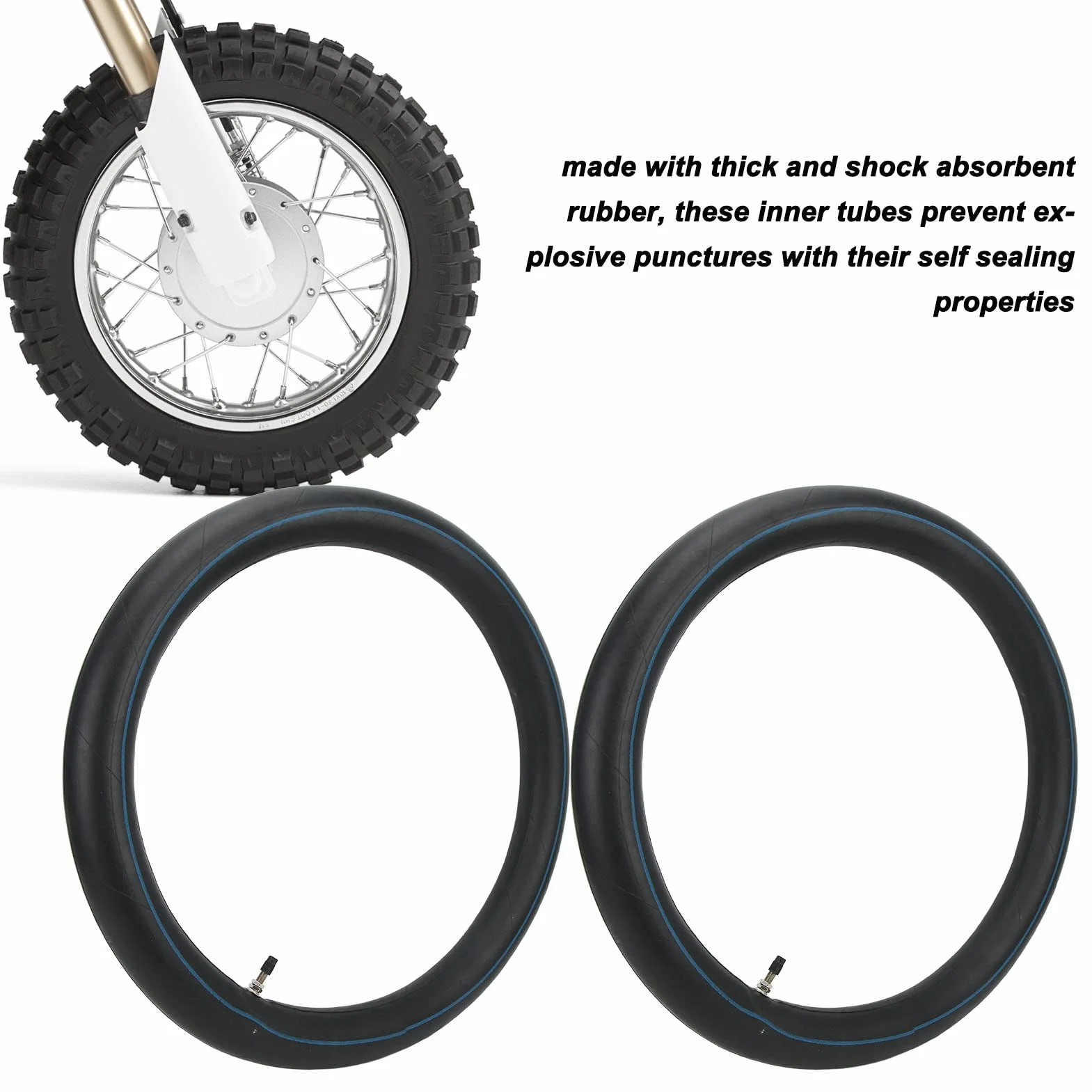 Asixxsix 2.50-18 2.75-18 3.00-18 Tubos Interiores de Motocicleta, 2 Piezas Tubos de Neumático de Motocicleta de Goma Premium con Vástago de Válvula Recta TR4 Tubo de Motocicleta de 18 Pulgadas